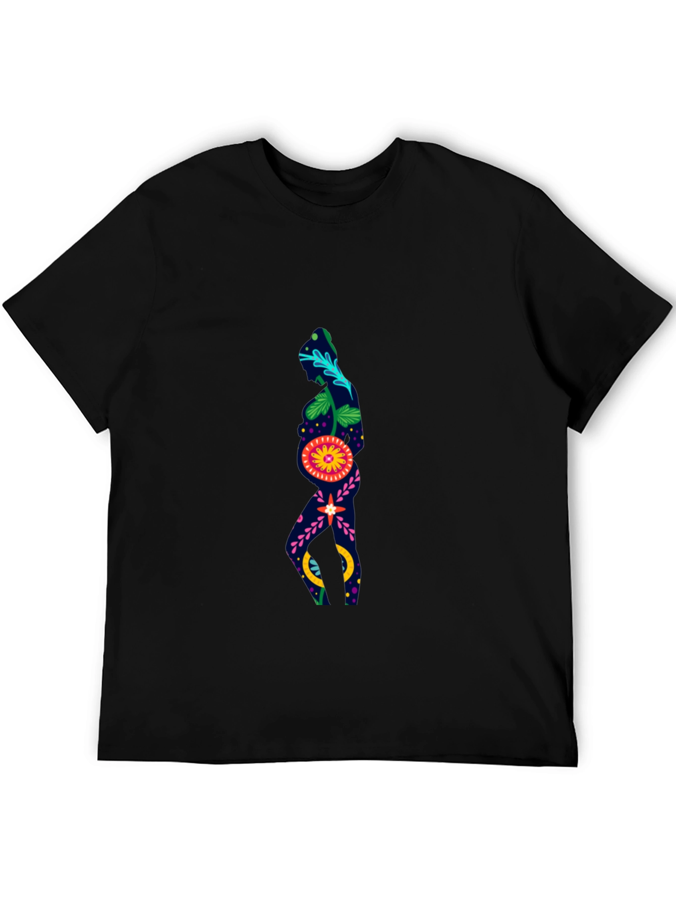 Floral Silhouette Graphic Black T-Shirt
