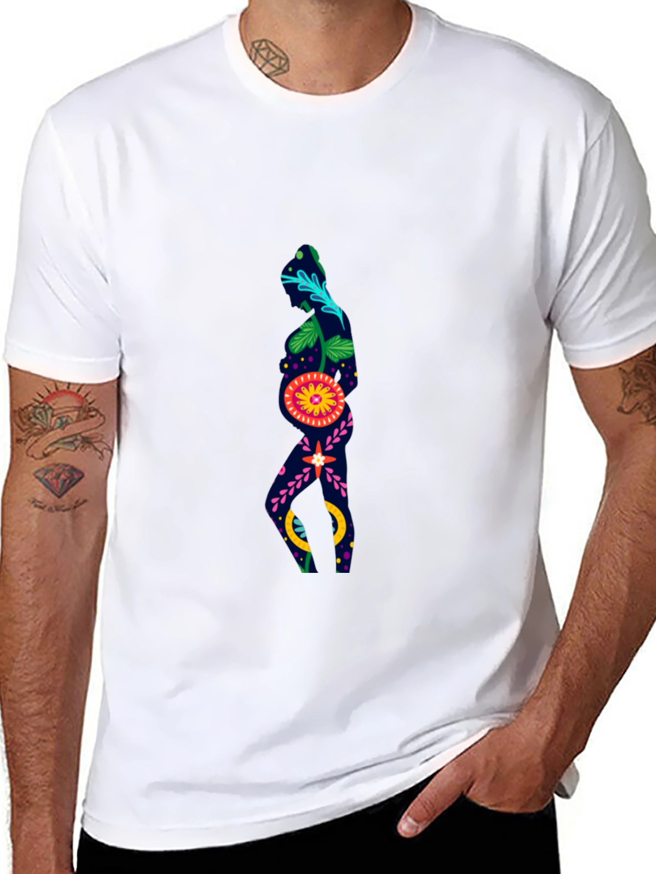 Floral Silhouette Graphic Black T-Shirt