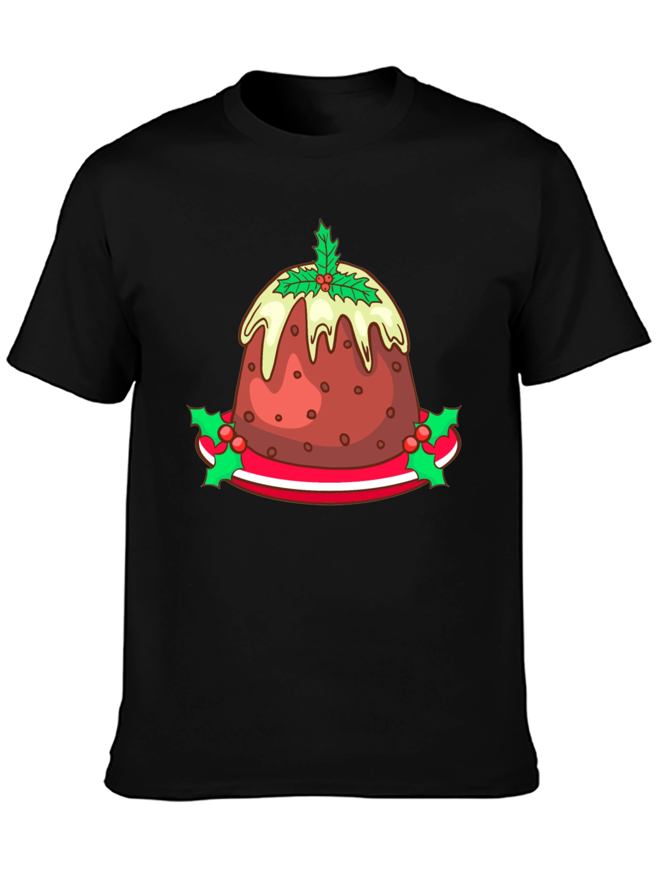Festive Christmas Pudding Graphic Tee - Holiday Apparel