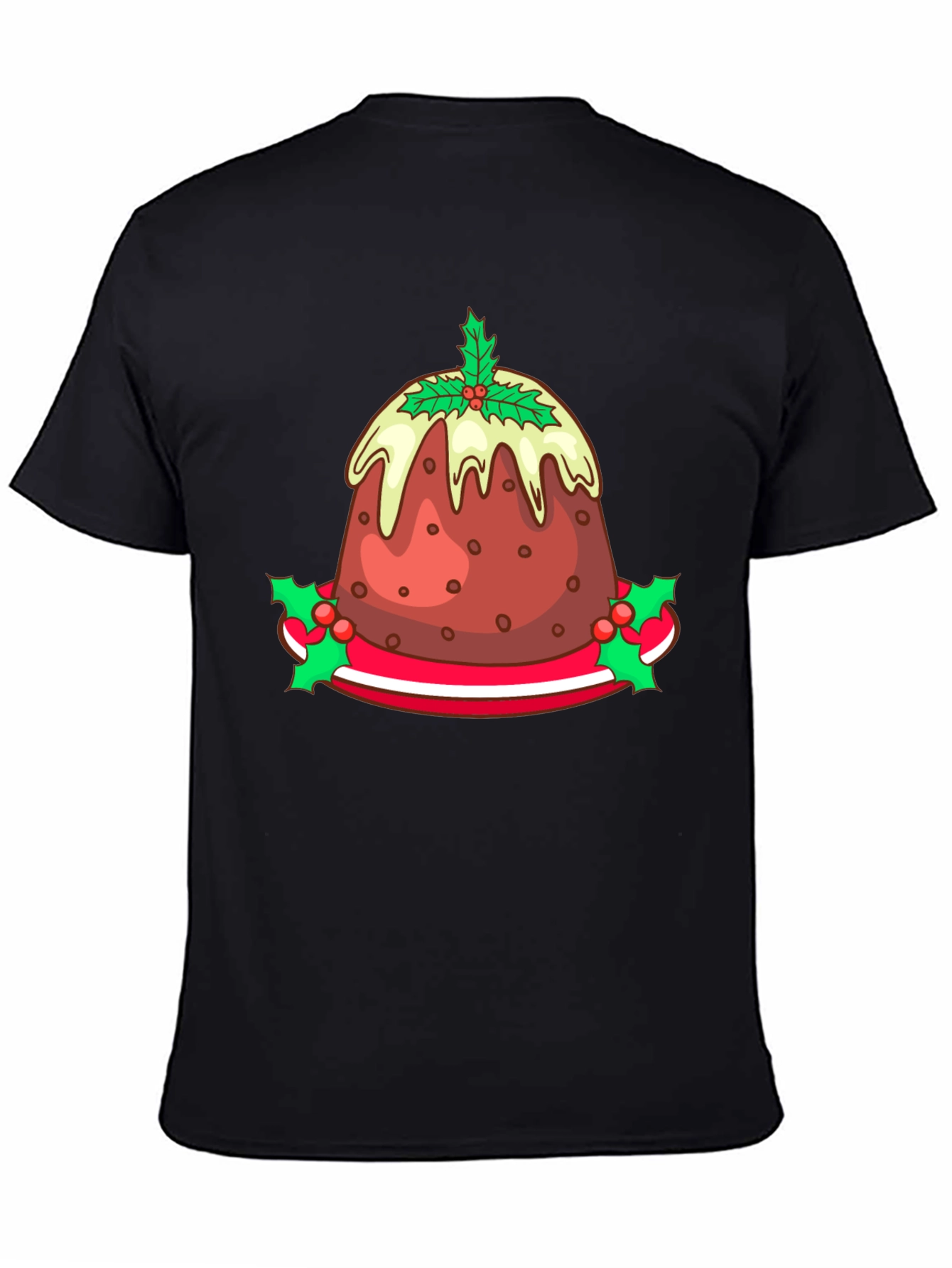 Festive Christmas Pudding Graphic Tee - Holiday Apparel
