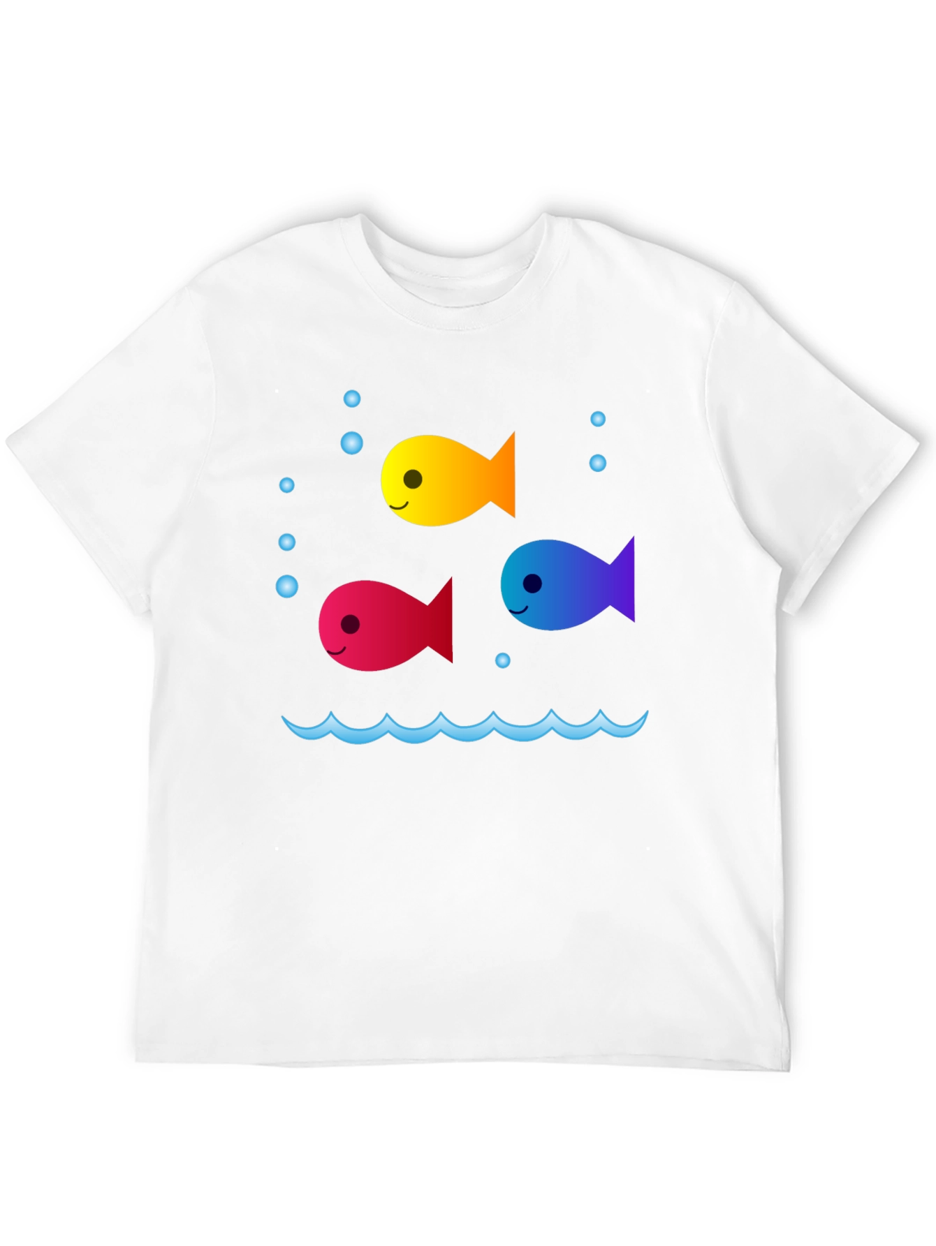 Whimsical Fish Graphic Tee - Black Cotton Comfort
