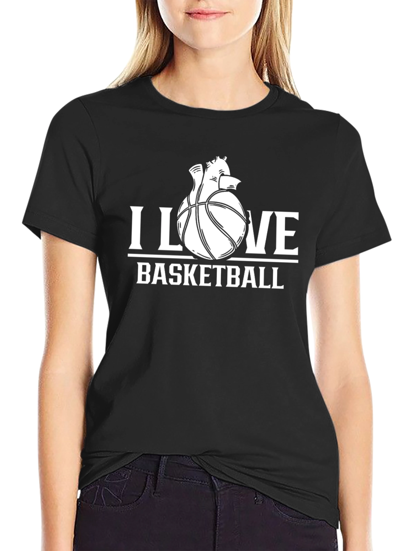I Love Basketball Graphic Tee - Black