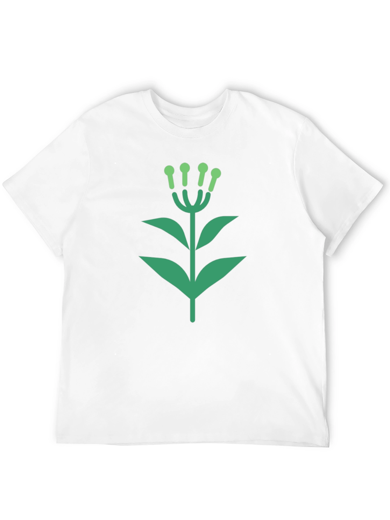 Green Floral Graphic Black T-Shirt