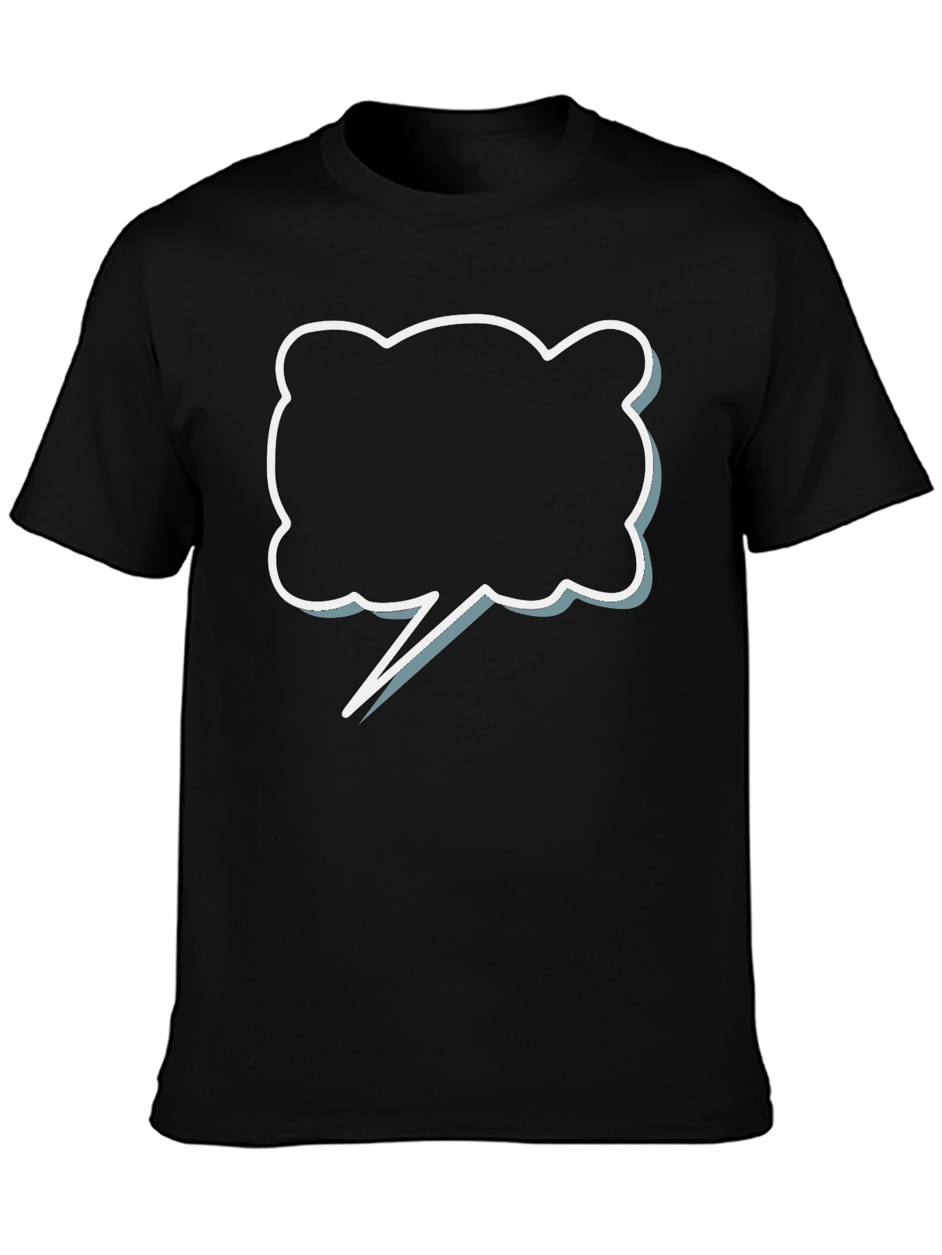 Black T-Shirt with Speech Bubble Graphic