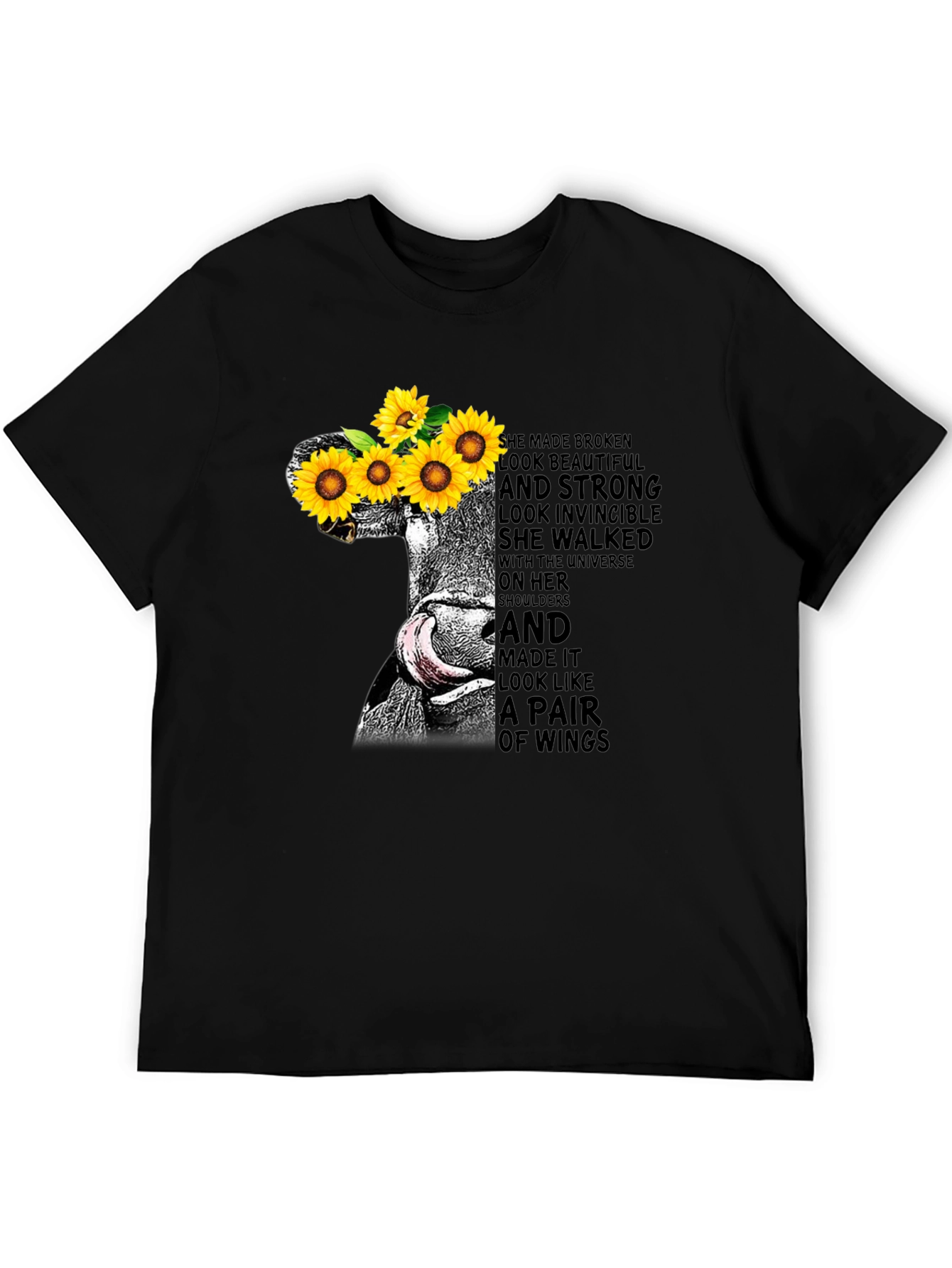 Sunflower Cow Graphic Tee - Empowering Womens T-Shirt