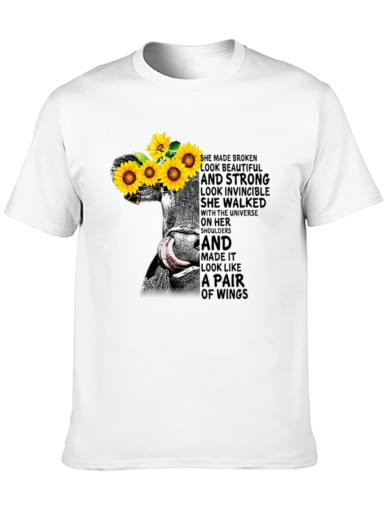 Sunflower Cow Graphic Tee - Empowering Womens T-Shirt
