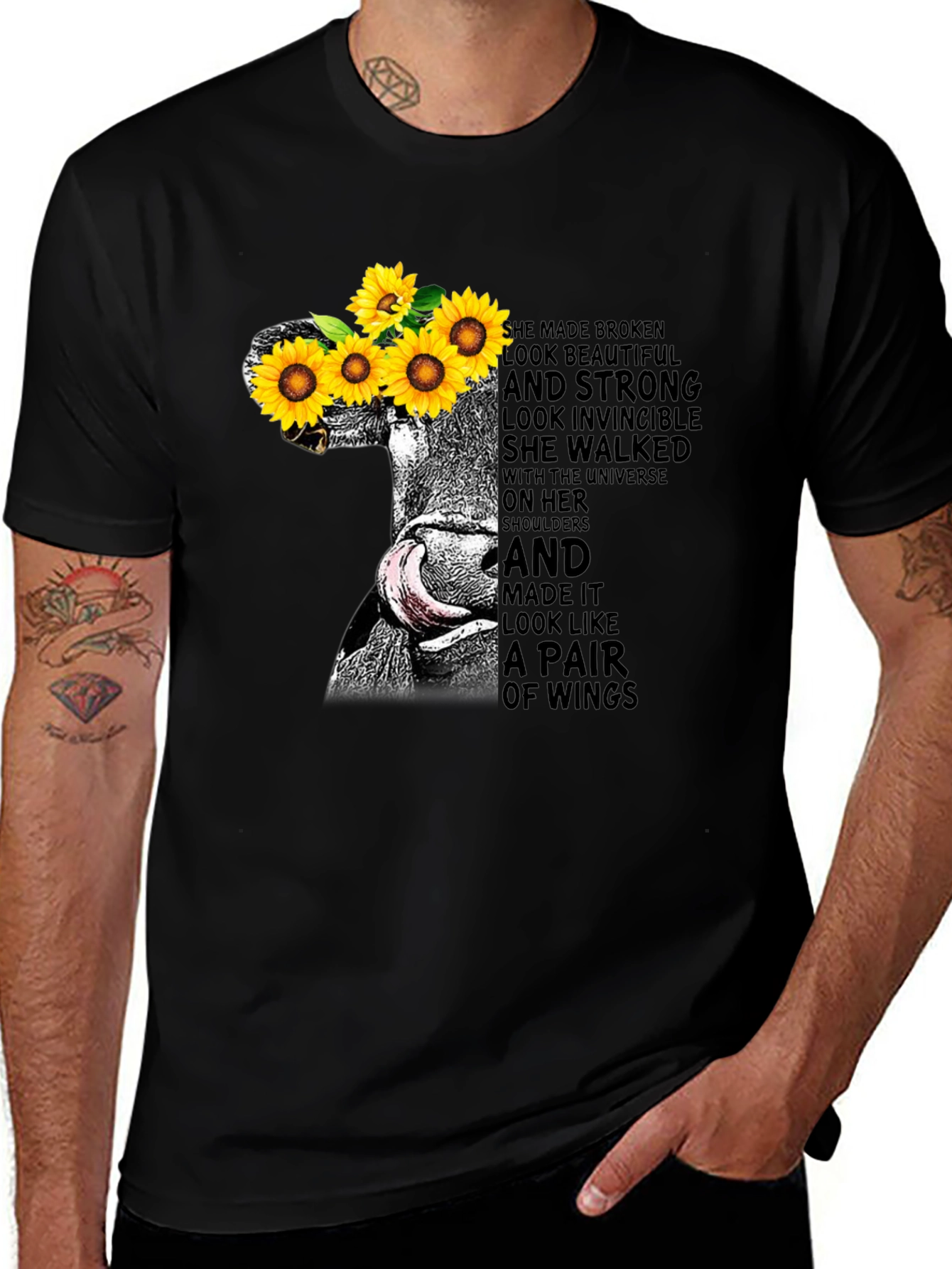 Sunflower Cow Graphic Tee - Empowering Womens T-Shirt