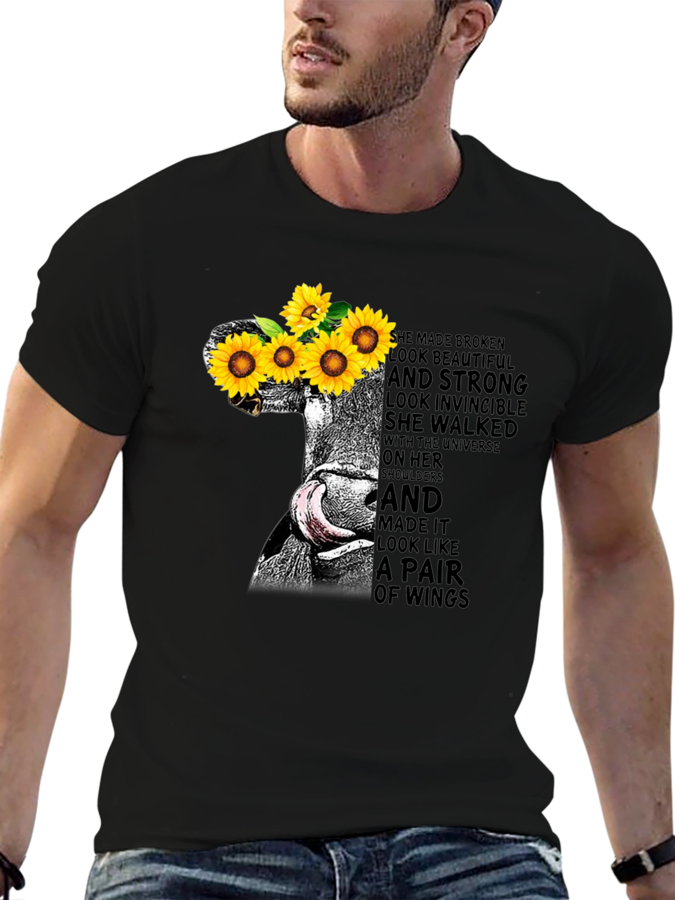 Sunflower Cow Graphic Tee - Empowering Womens T-Shirt