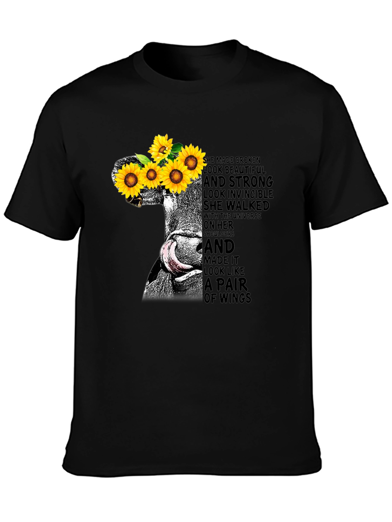 Sunflower Cow Graphic Tee - Empowering Womens T-Shirt