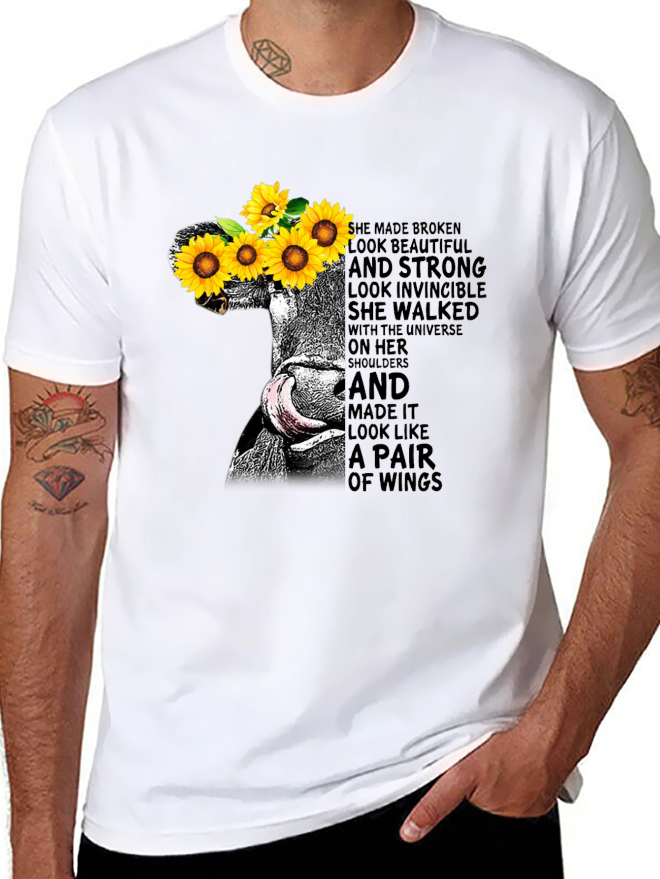 Sunflower Cow Graphic Tee - Empowering Womens T-Shirt