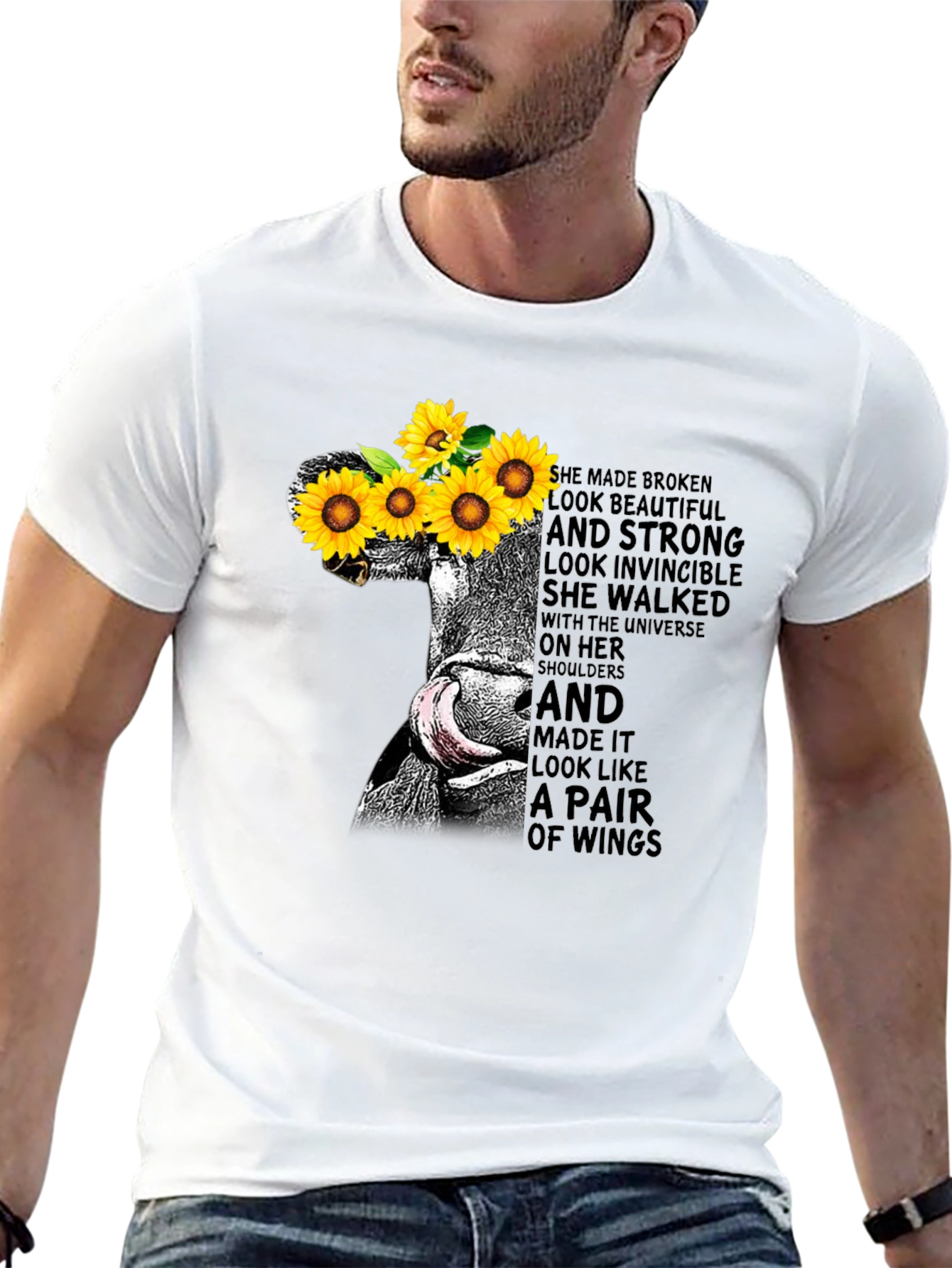 Sunflower Cow Graphic Tee - Empowering Womens T-Shirt