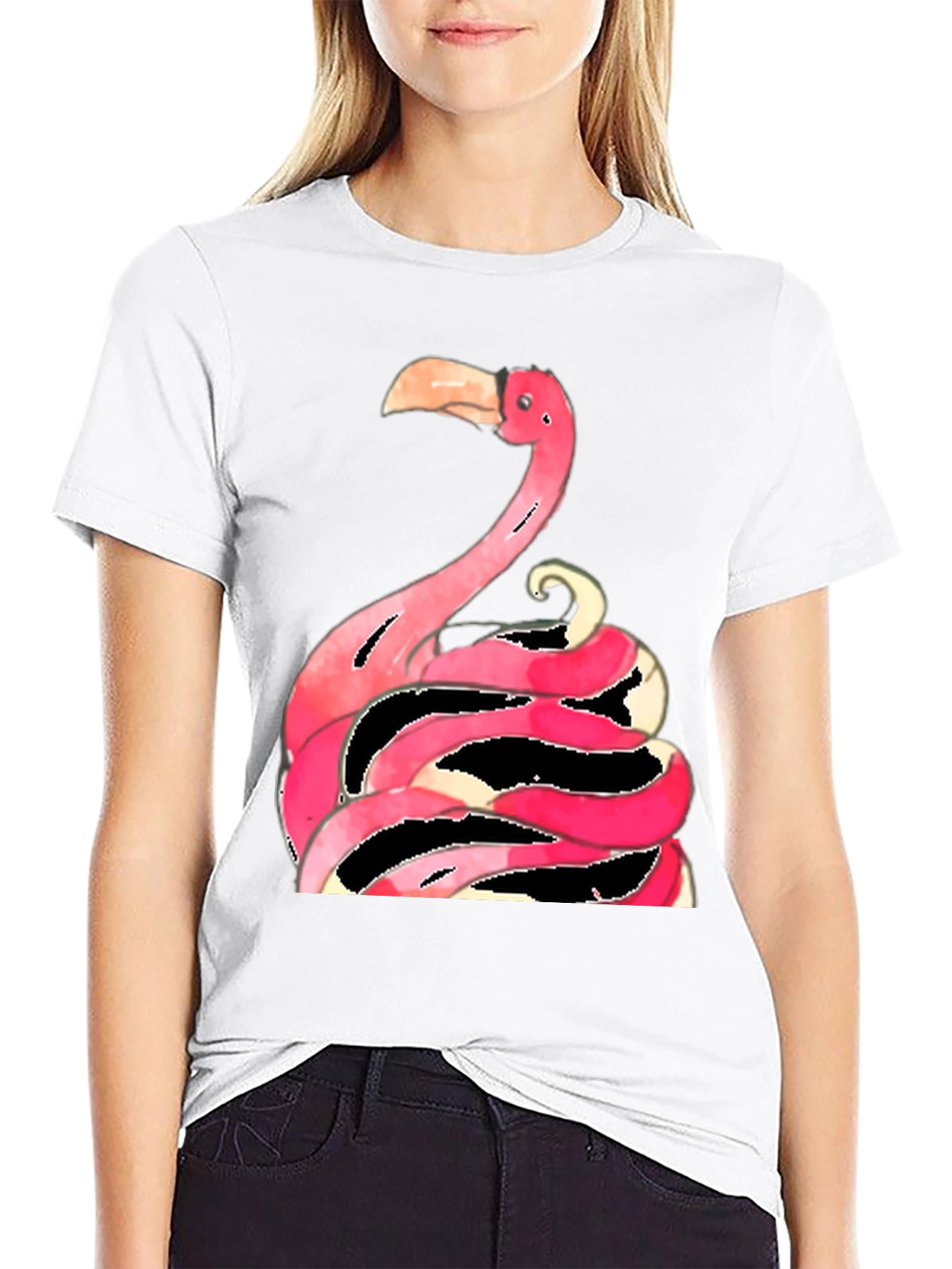 Flamingo Graphic Tee - Quirky Black T-Shirt