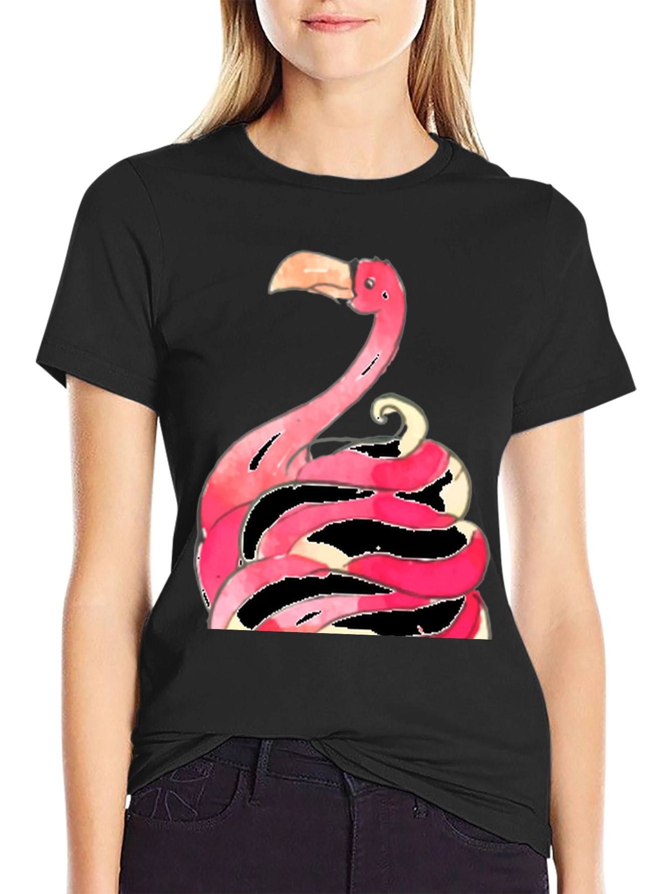Flamingo Graphic Tee - Quirky Black T-Shirt