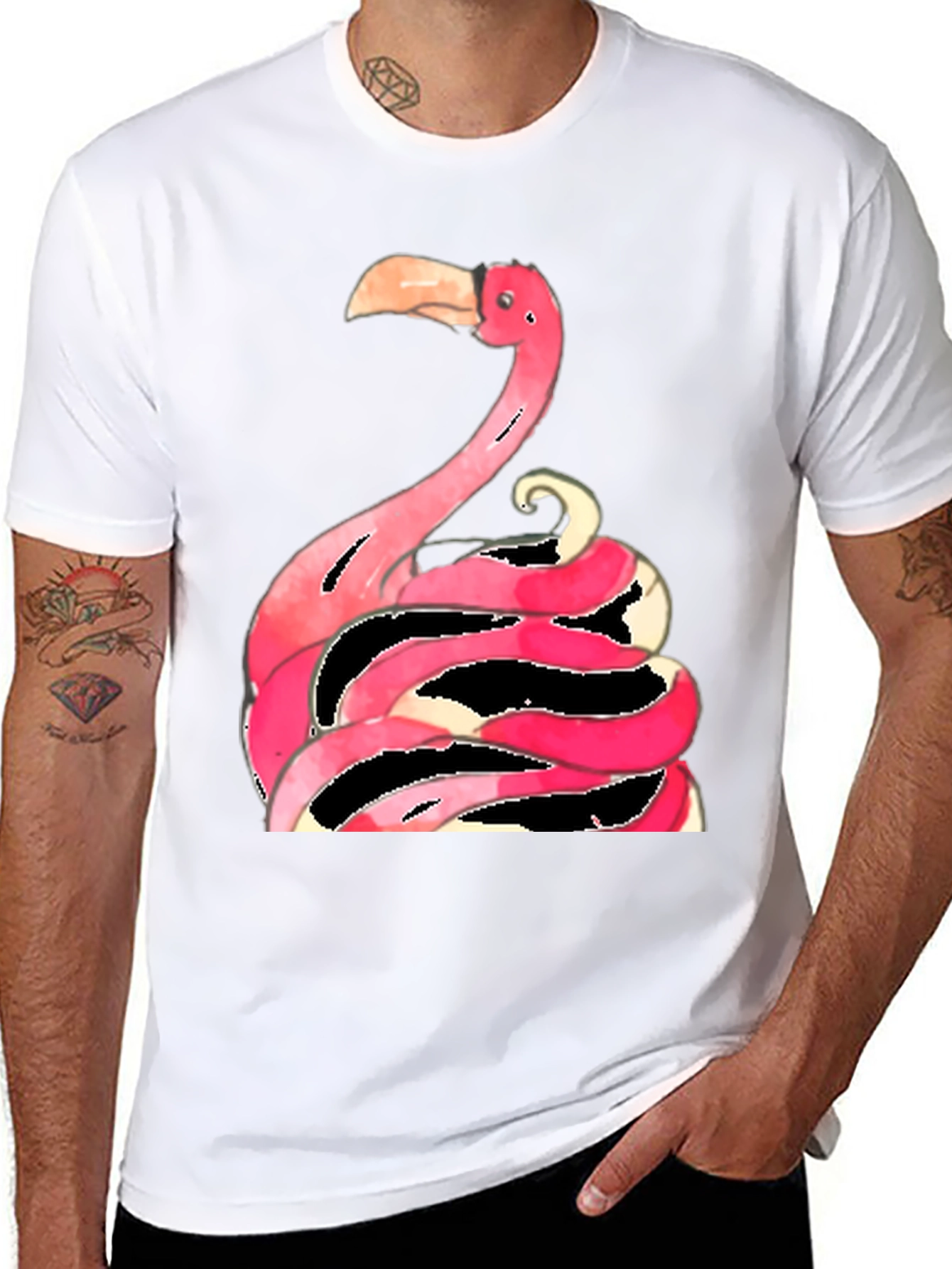 Flamingo Graphic Tee - Quirky Black T-Shirt