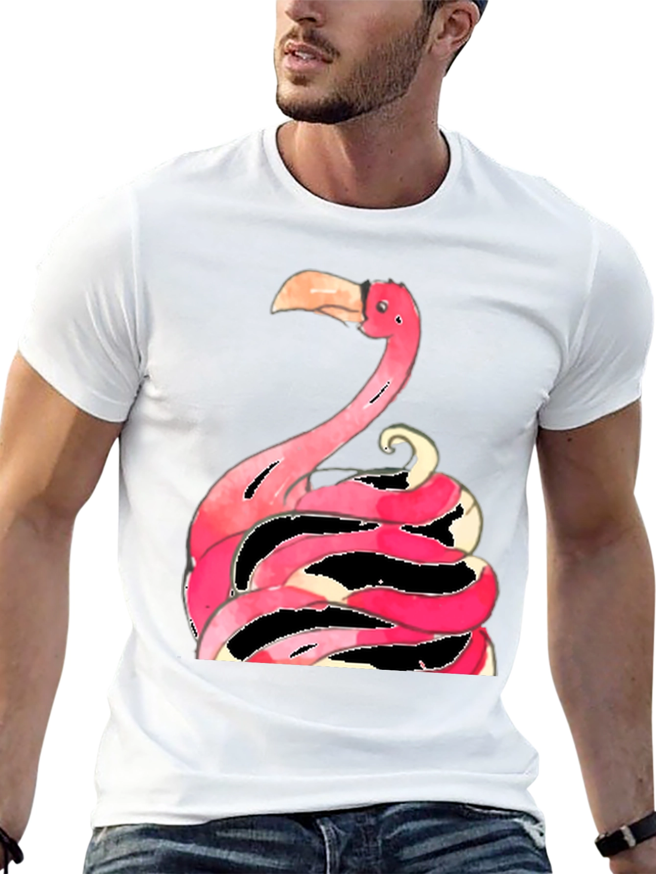 Flamingo Graphic Tee - Quirky Black T-Shirt