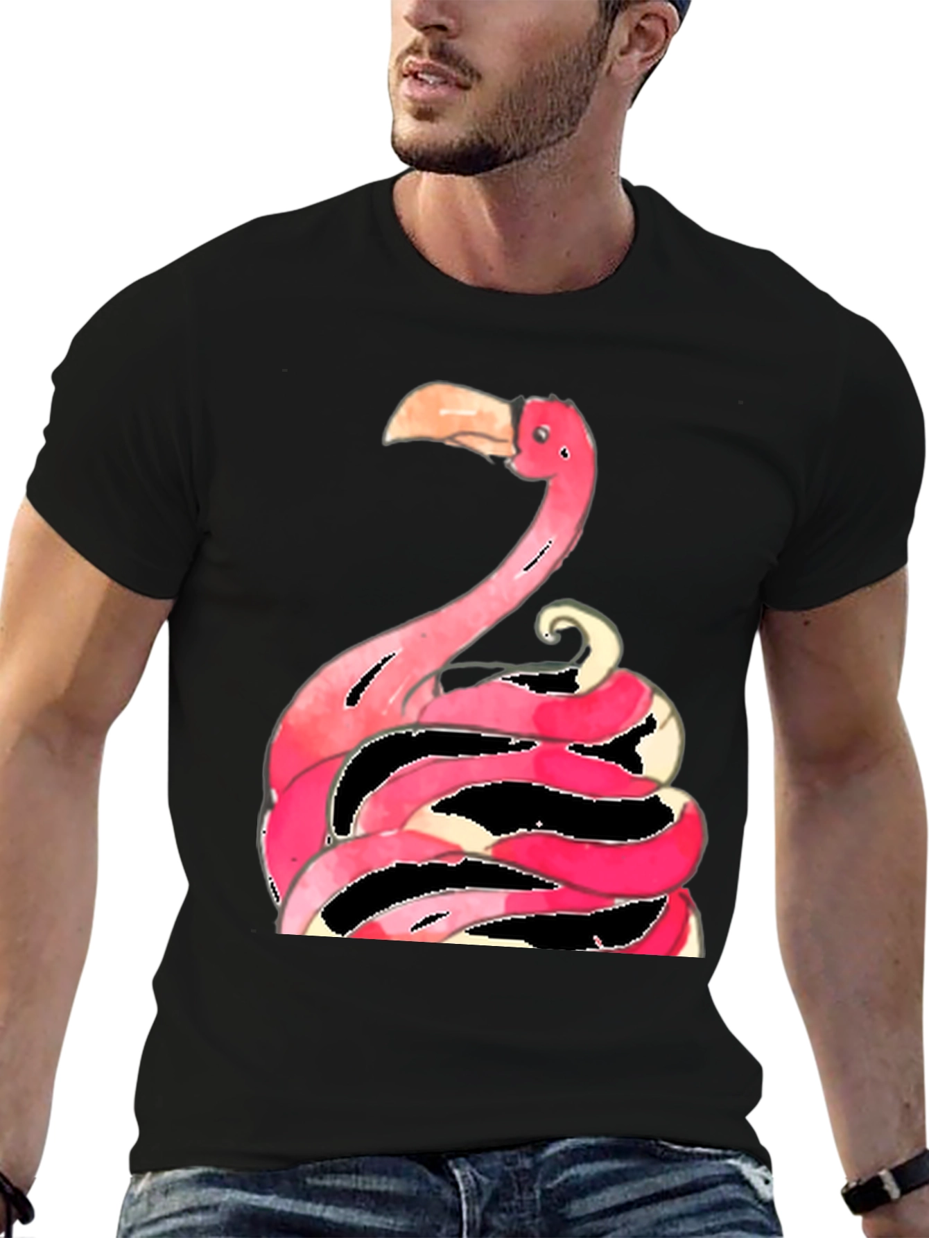 Flamingo Graphic Tee - Quirky Black T-Shirt