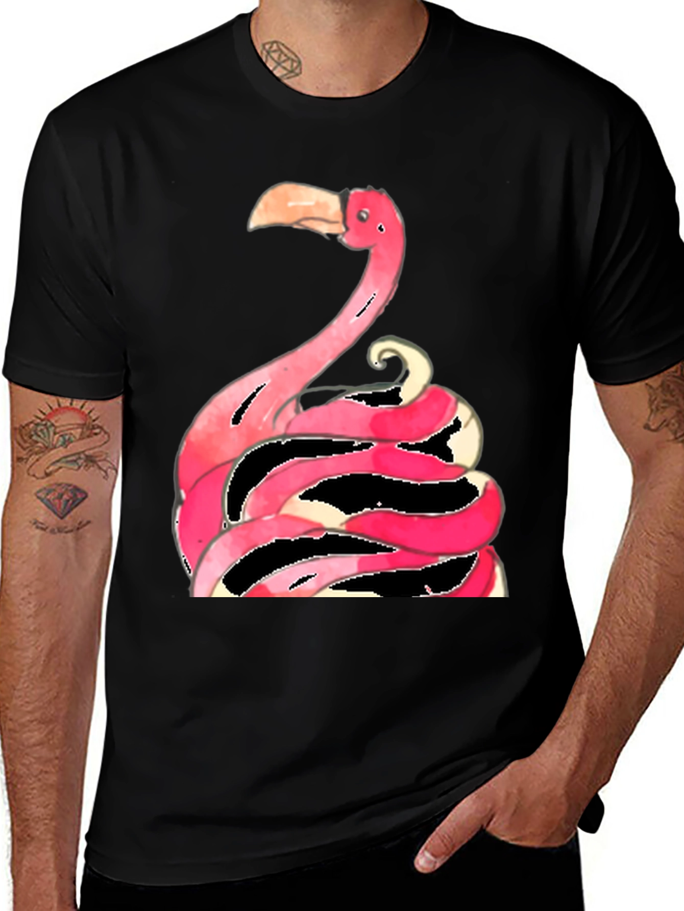 Flamingo Graphic Tee - Quirky Black T-Shirt
