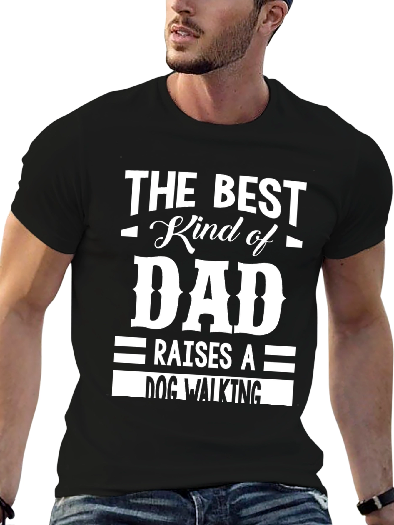 Best Kind of Dad Dog Walking T-Shirt