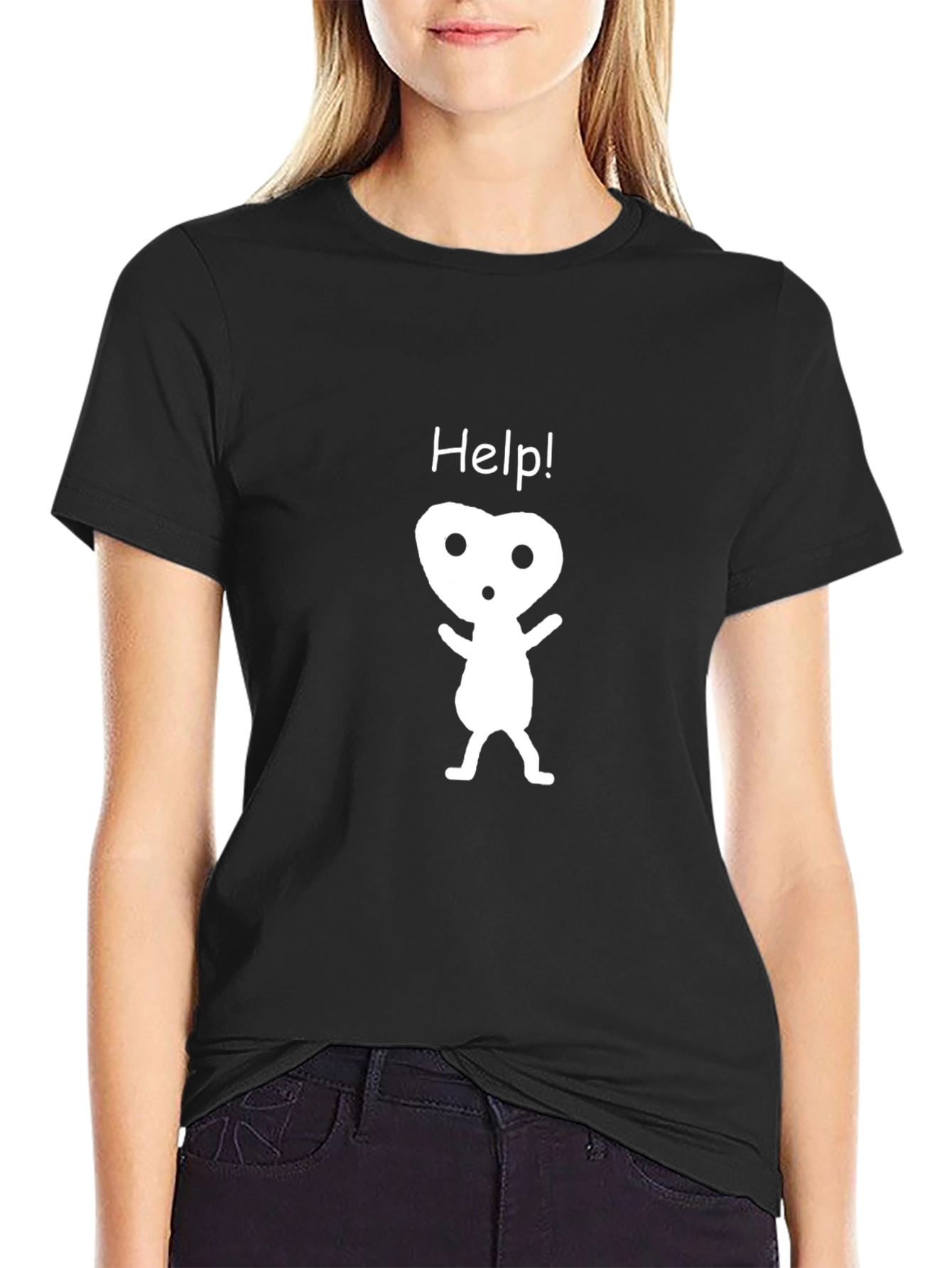Help! Graphic Black T-Shirt - Kodama Spirit