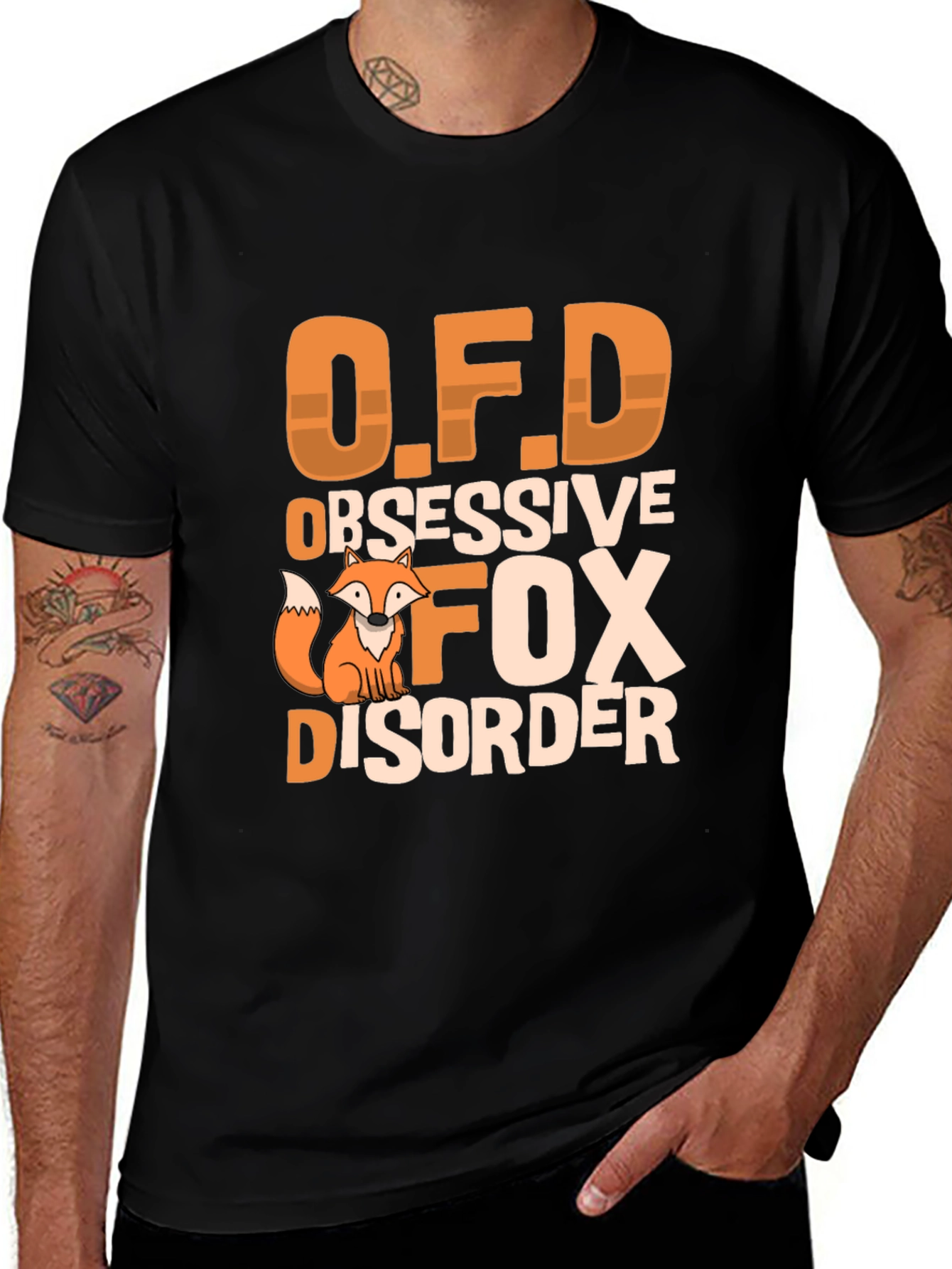Obsessive Fox Disorder Black T-Shirt