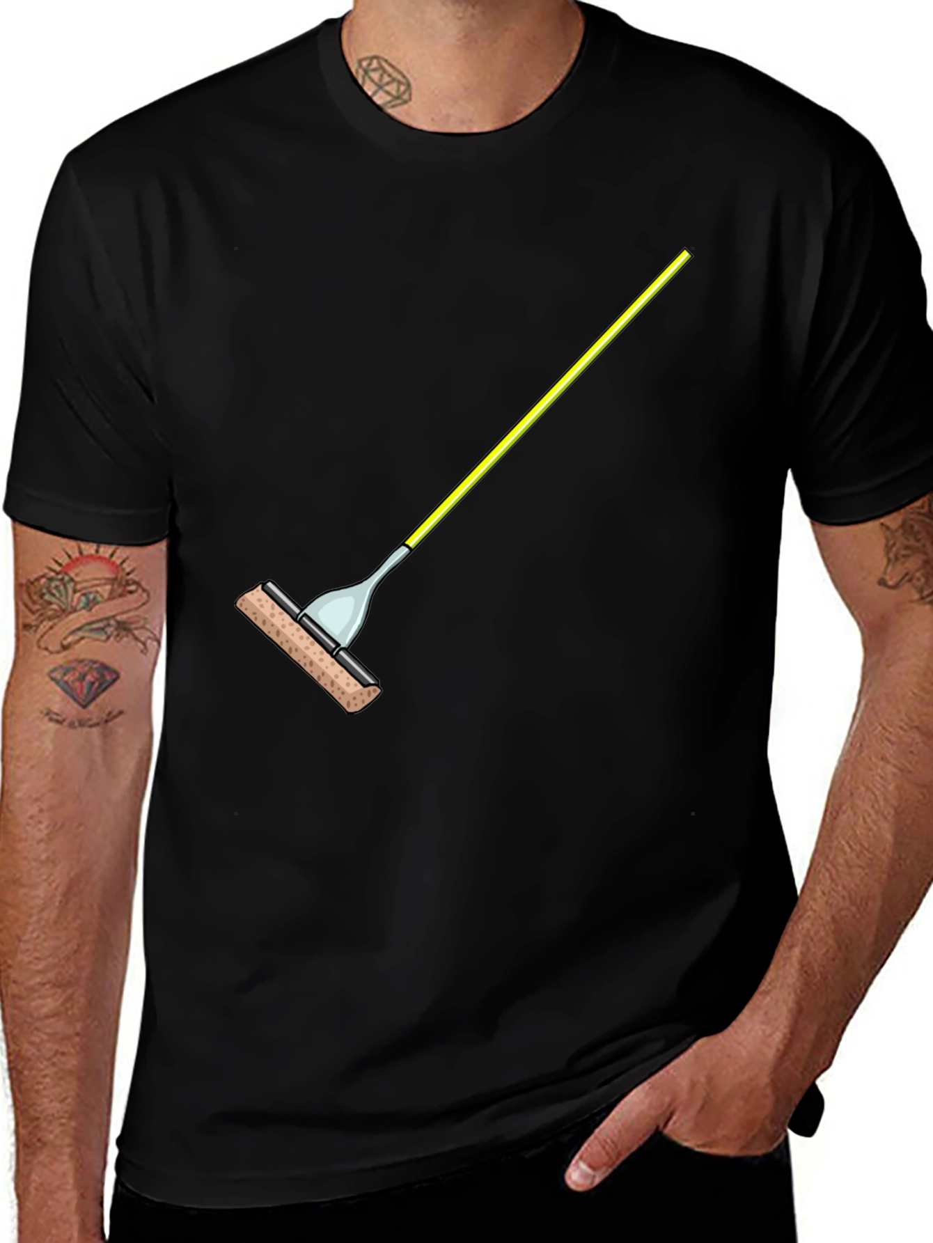 Novelty Sponge Mop Graphic Tee - Black