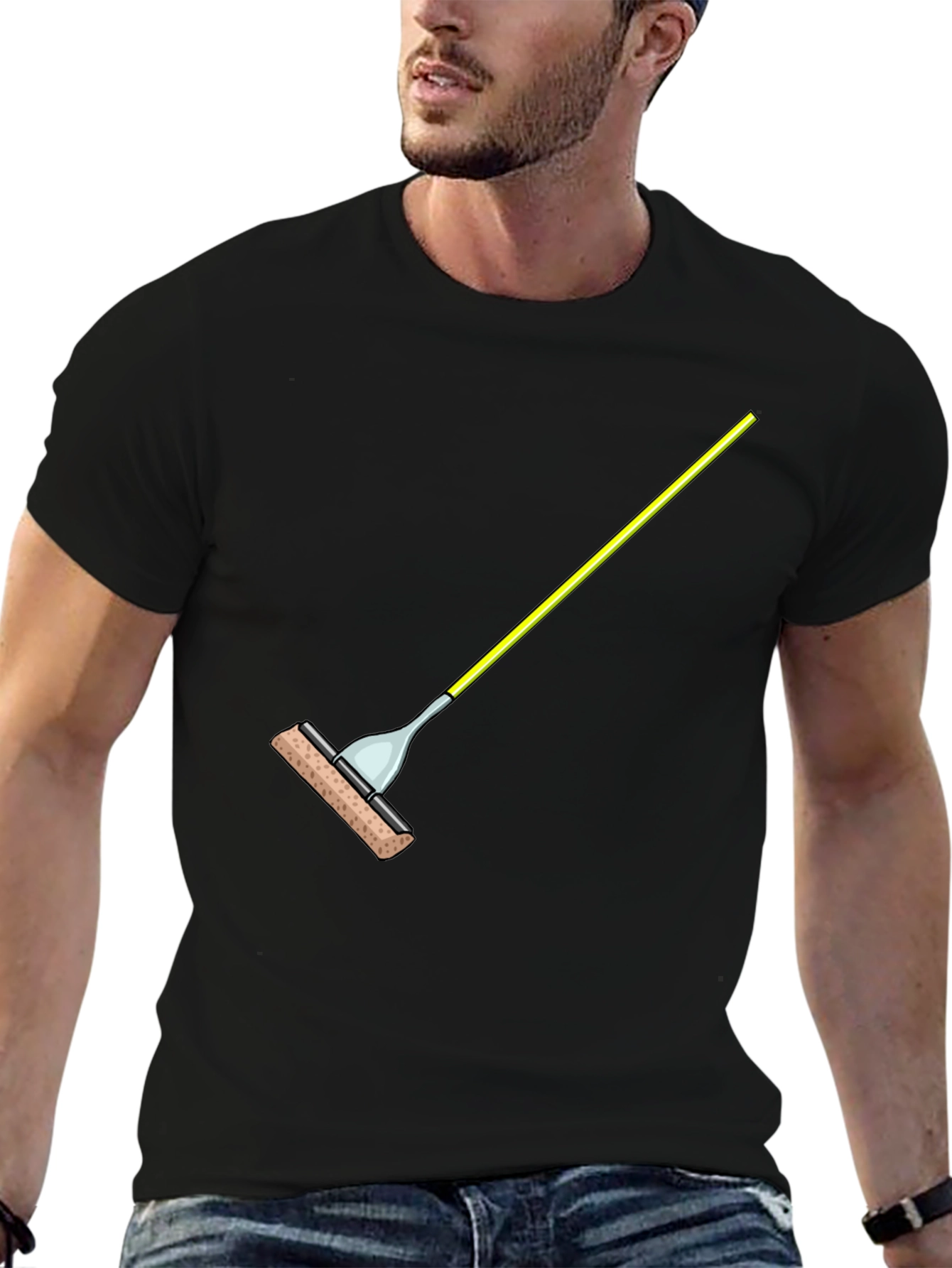 Novelty Sponge Mop Graphic Tee - Black