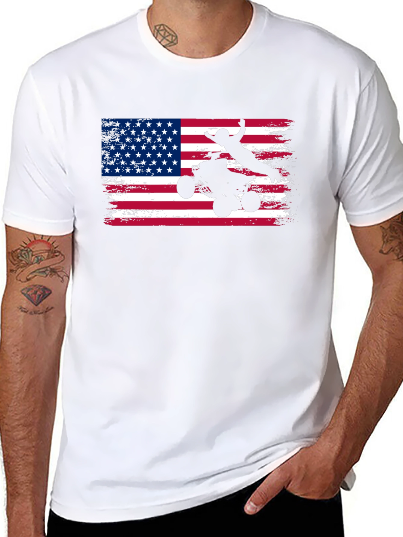 ATV American Flag T-Shirt - Patriotic Rider Tee