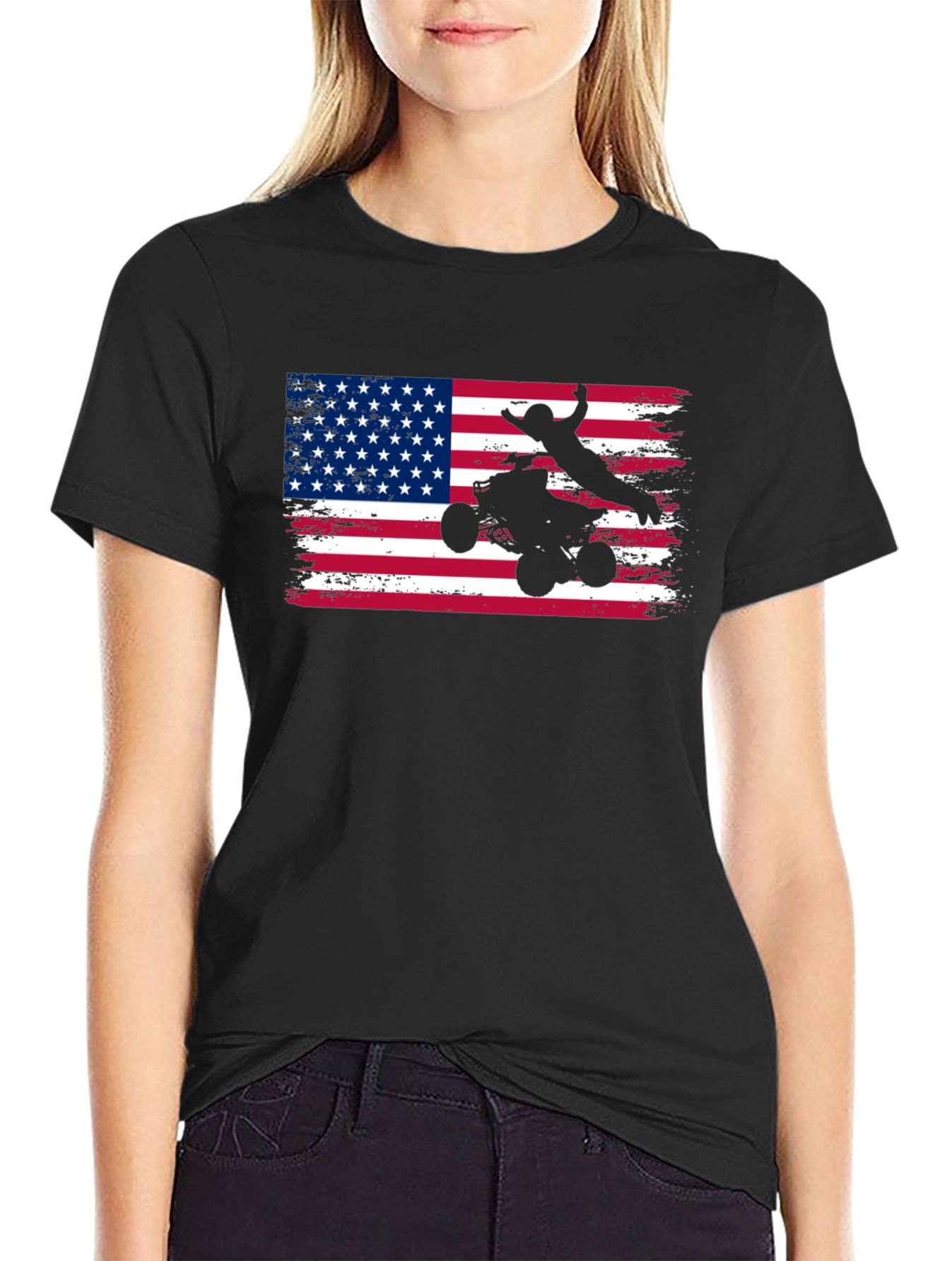 ATV American Flag T-Shirt - Patriotic Rider Tee