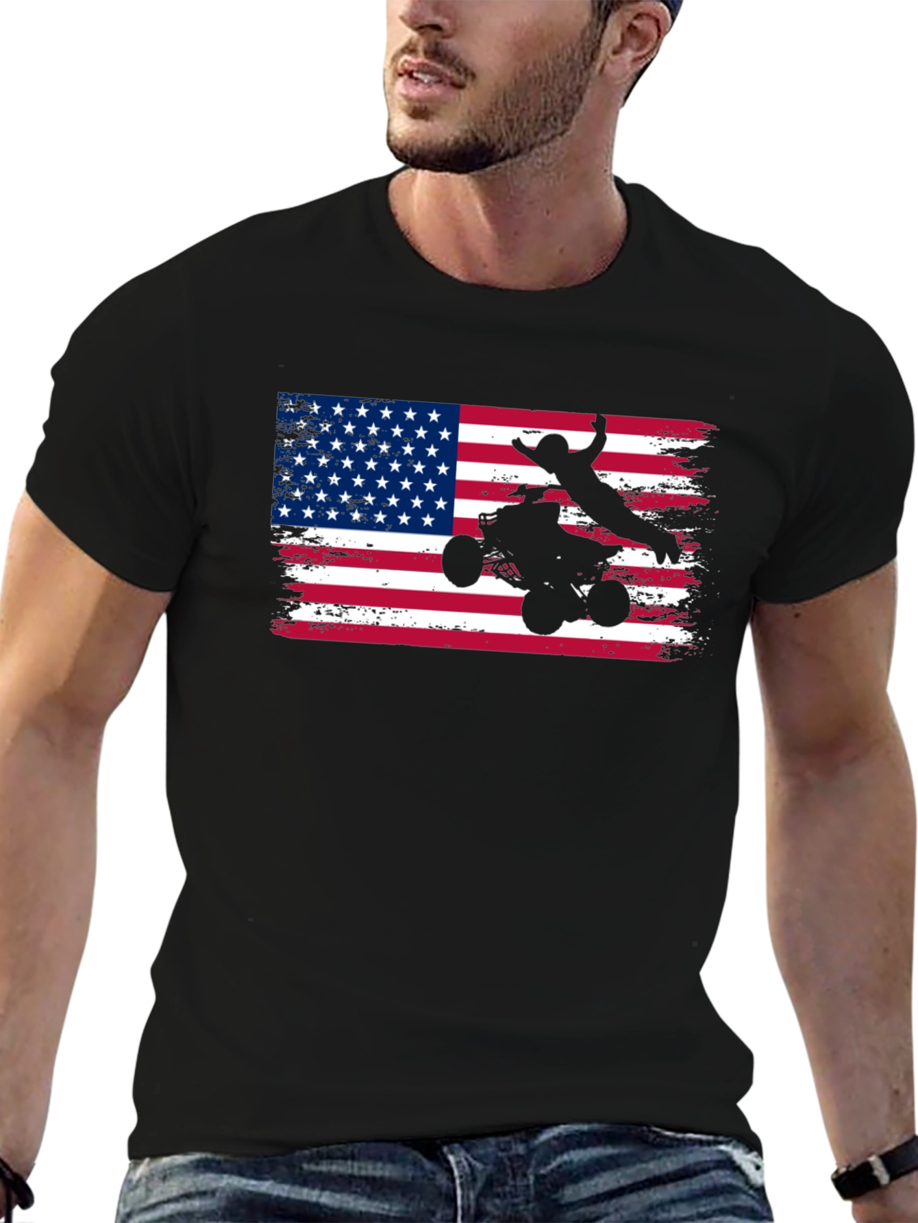 ATV American Flag T-Shirt - Patriotic Rider Tee