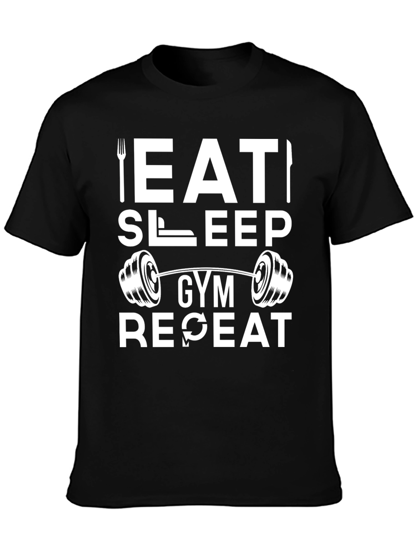 Eat Sleep Gym Repeat Black T-Shirt