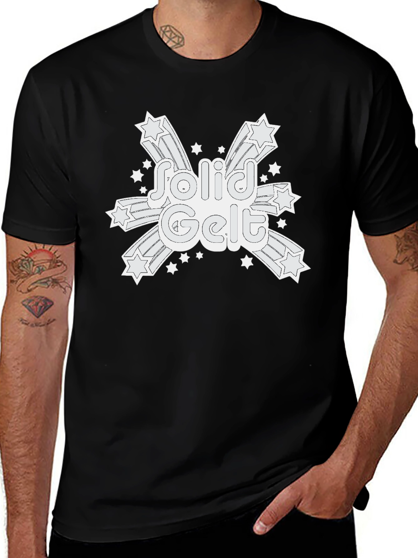 Solid Gelt Starburst T-Shirt - Black Cotton Tee