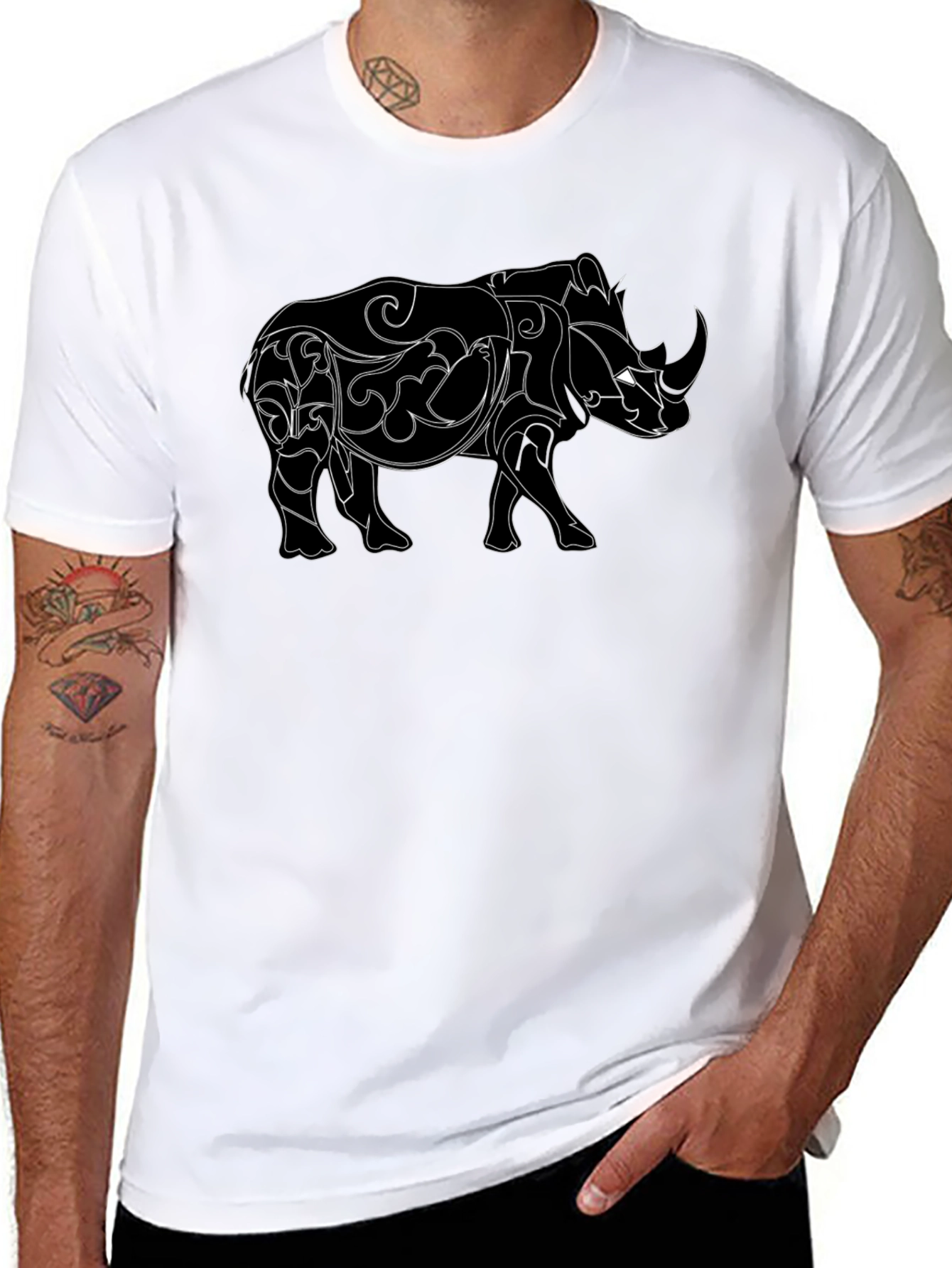 Rhinoceros Graphic Black T-Shirt