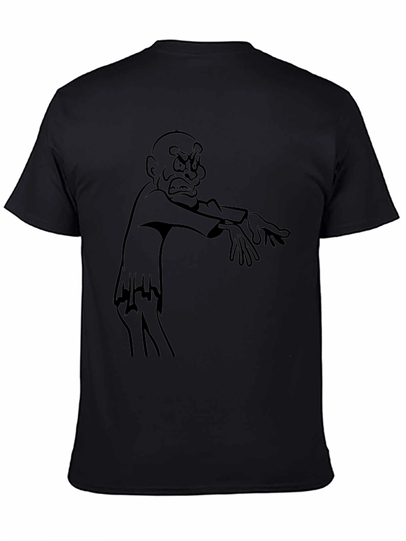 Cartoon Zombie Graphic Black T-Shirt