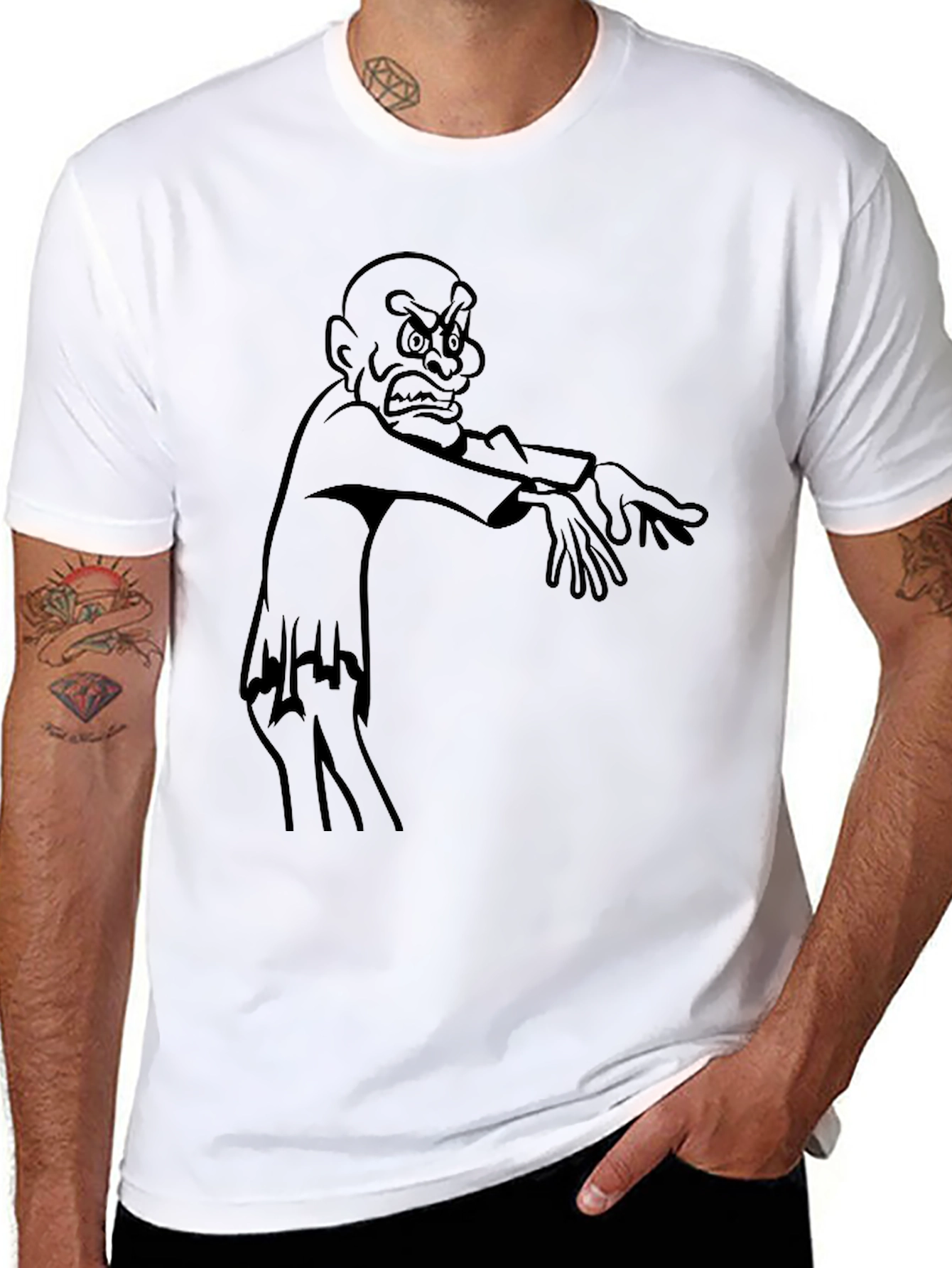 Cartoon Zombie Graphic Black T-Shirt
