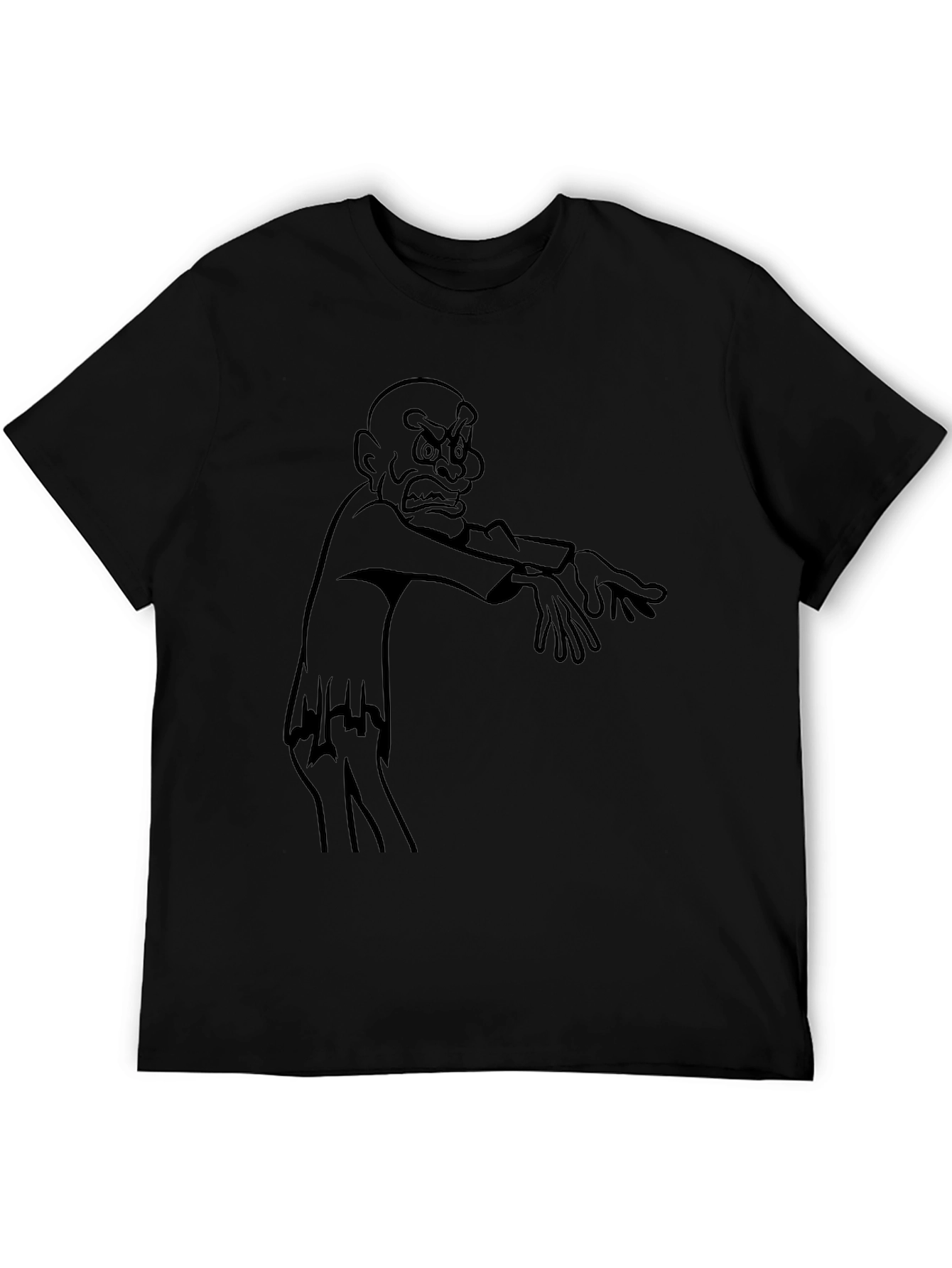 Cartoon Zombie Graphic Black T-Shirt