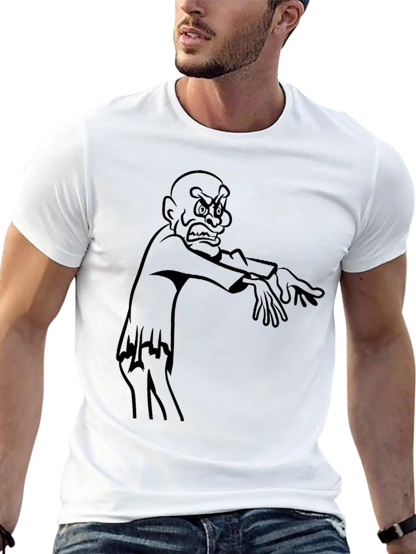 Cartoon Zombie Graphic Black T-Shirt