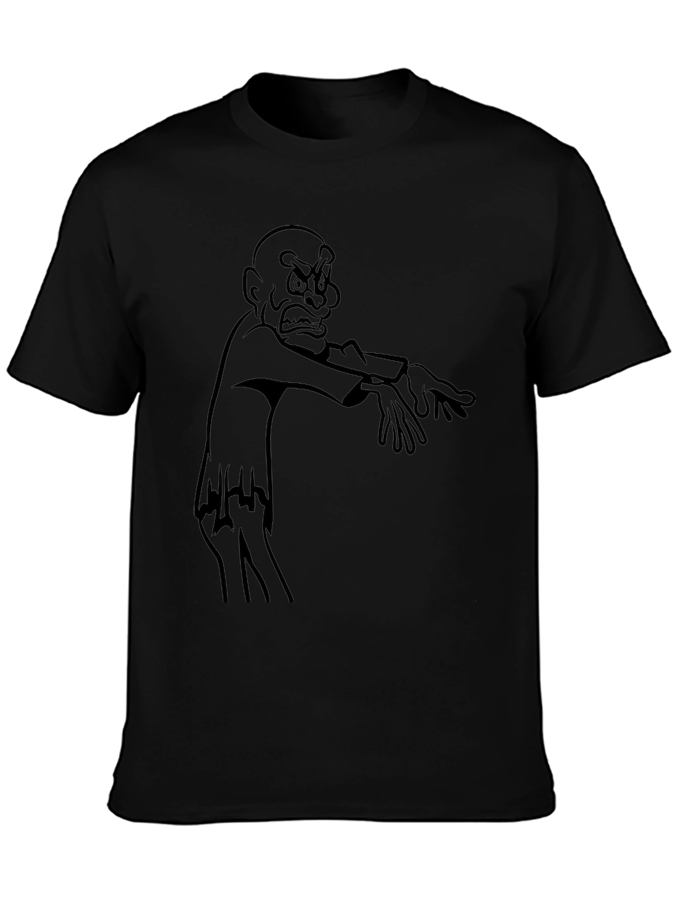 Cartoon Zombie Graphic Black T-Shirt