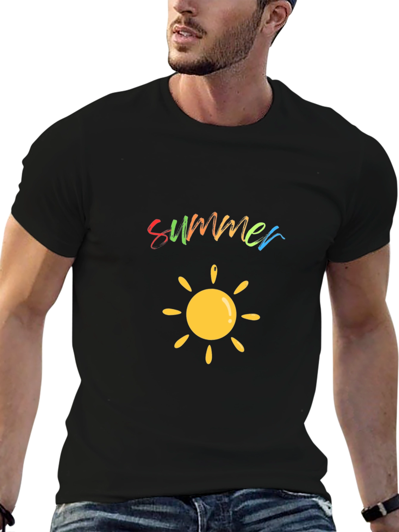 Summer Sun Graphic Black T-Shirt