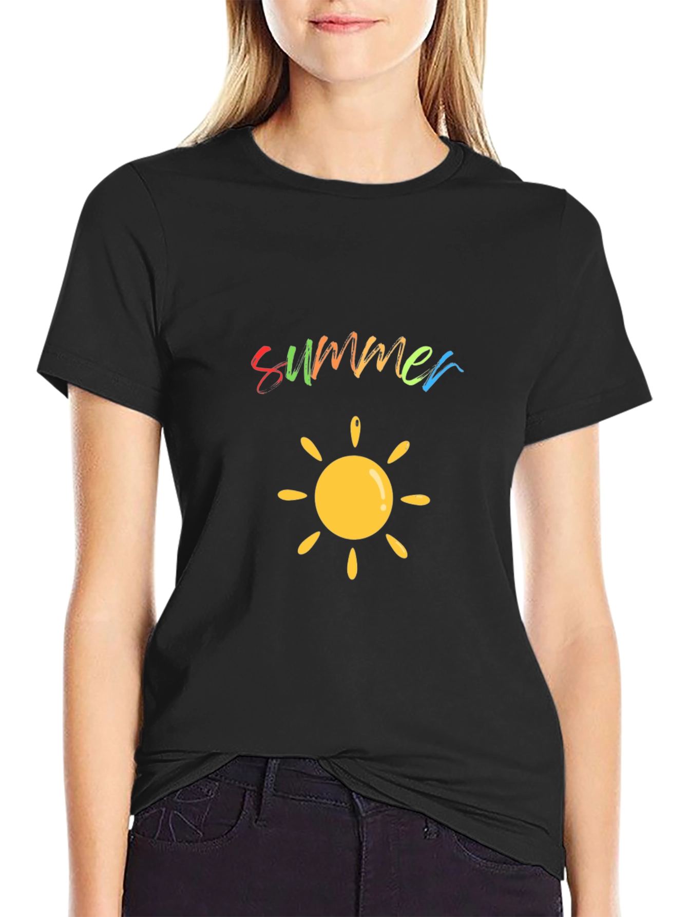 Summer Sun Graphic Black T-Shirt