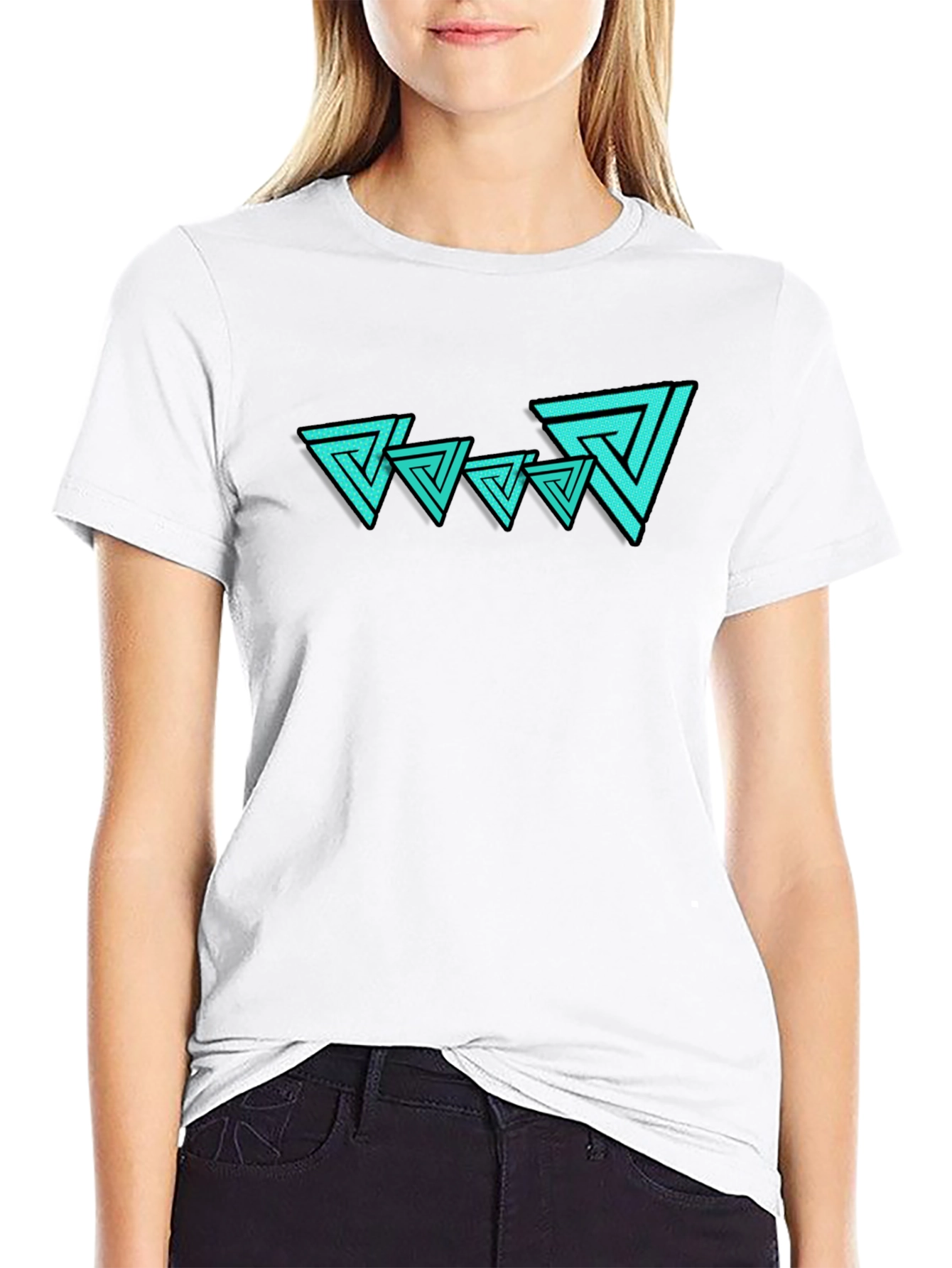 Abstract Triangle Graphic Tee - Mens Black T-Shirt