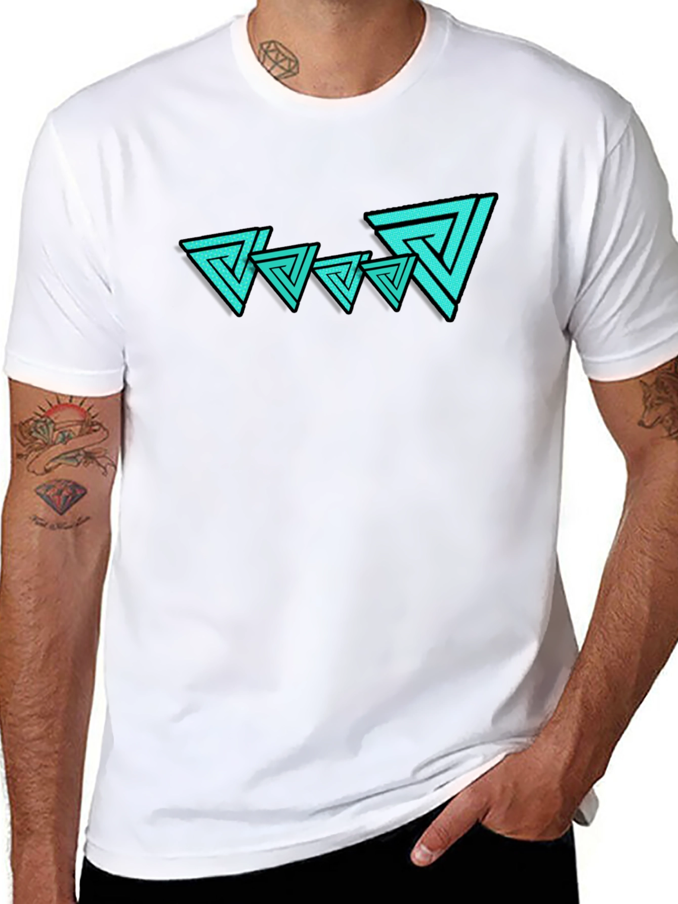 Abstract Triangle Graphic Tee - Mens Black T-Shirt