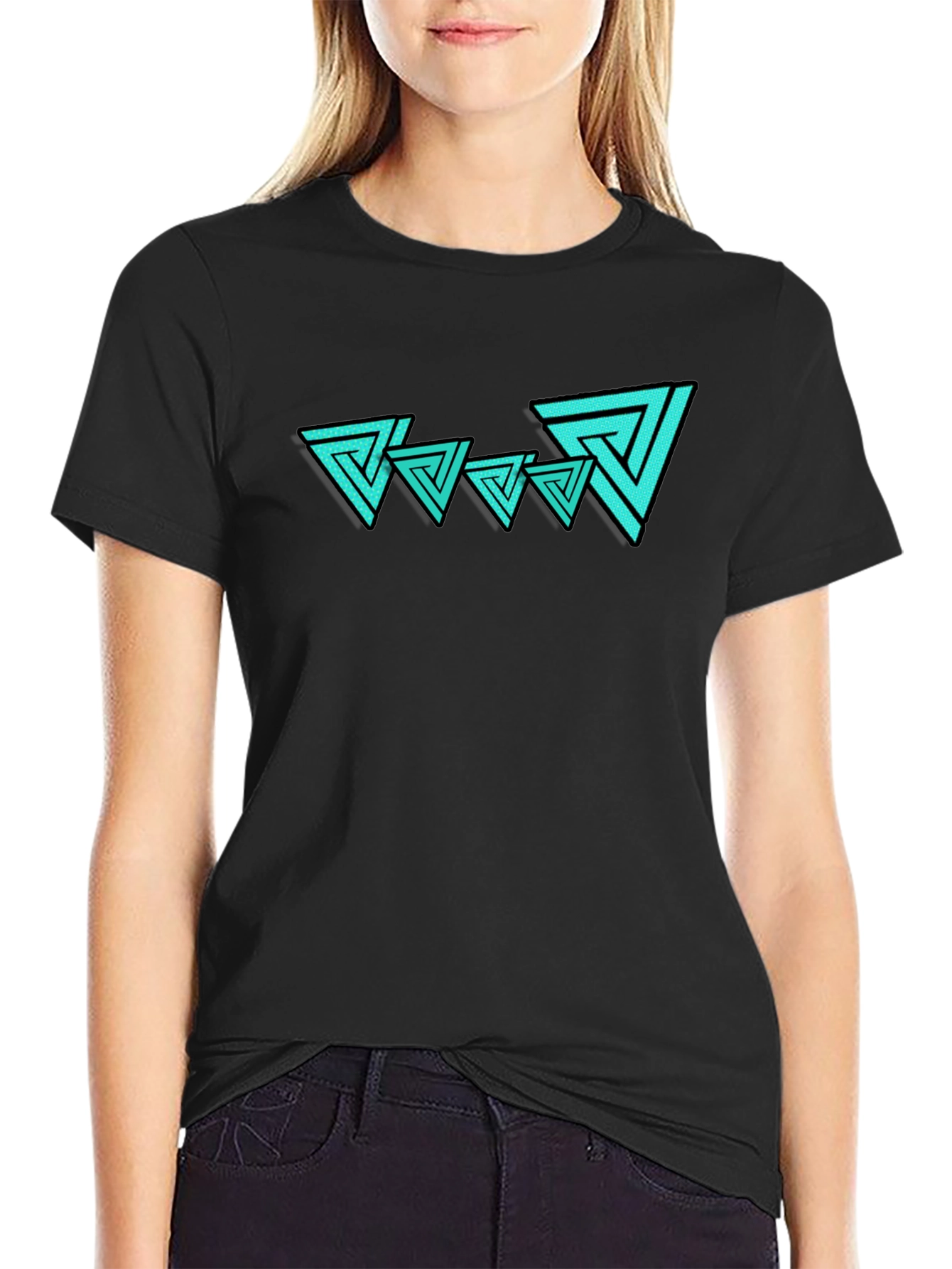Abstract Triangle Graphic Tee - Mens Black T-Shirt