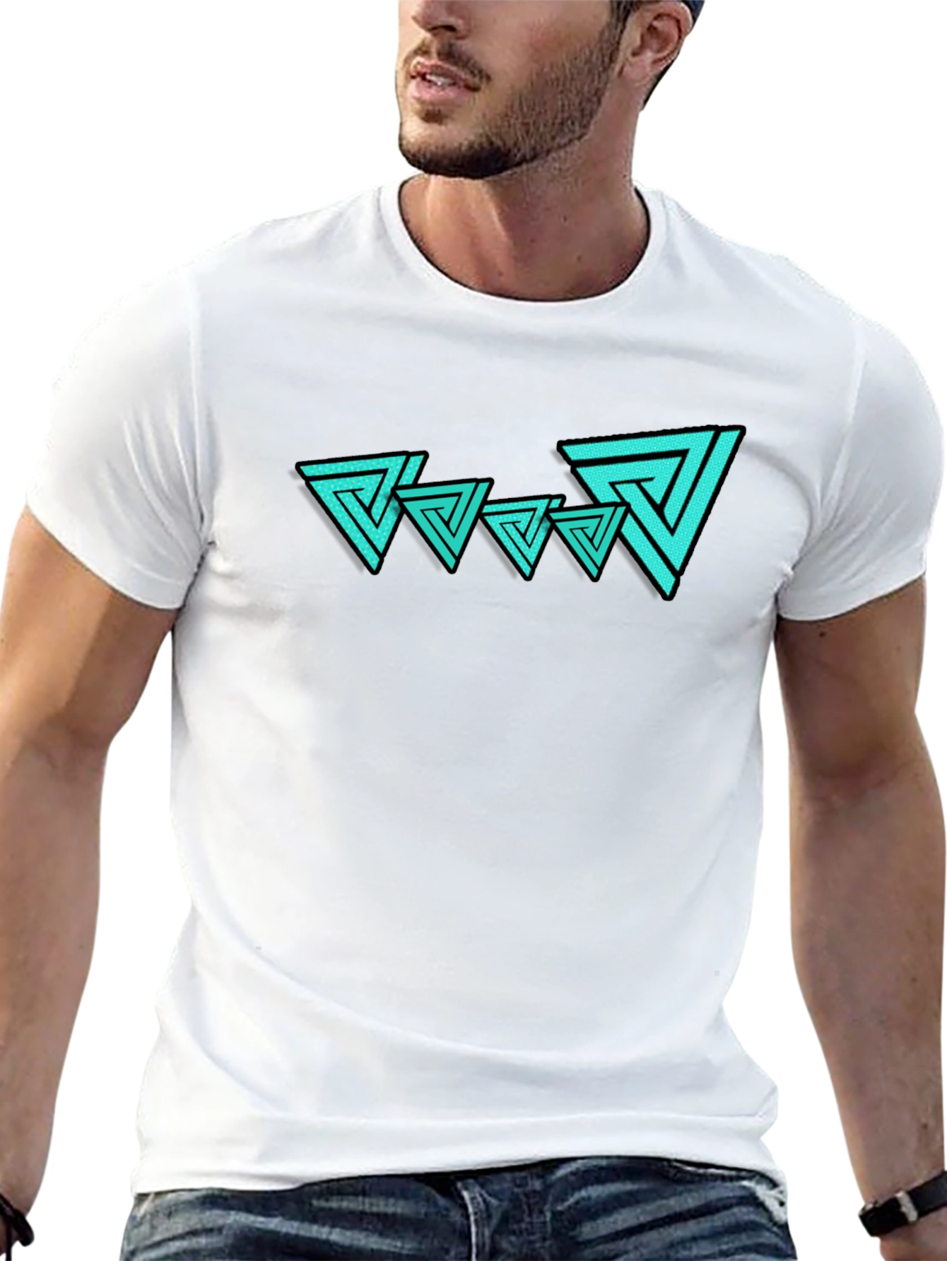 Abstract Triangle Graphic Tee - Mens Black T-Shirt