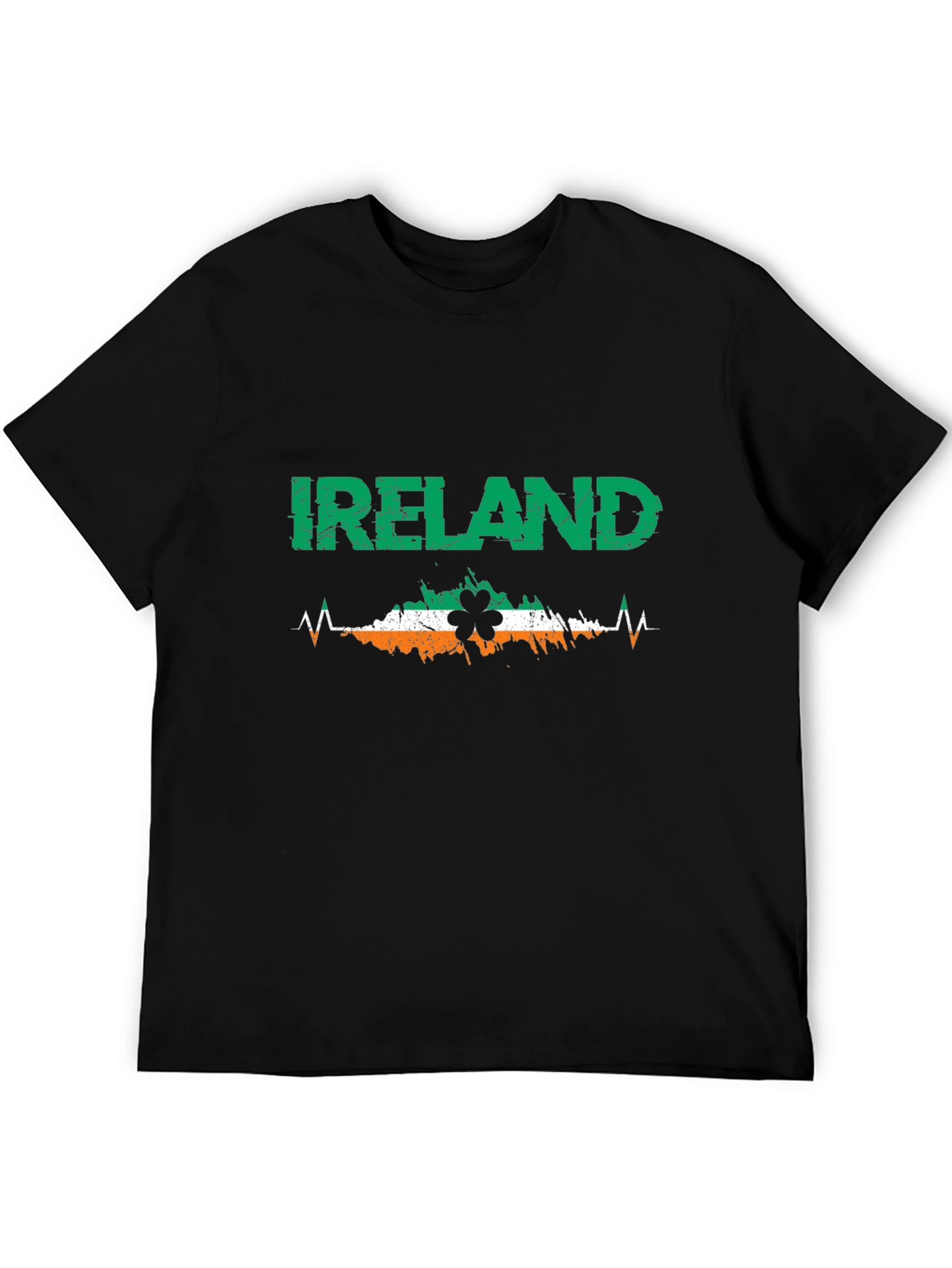 Ireland Heartbeat Shamrock Black T-Shirt