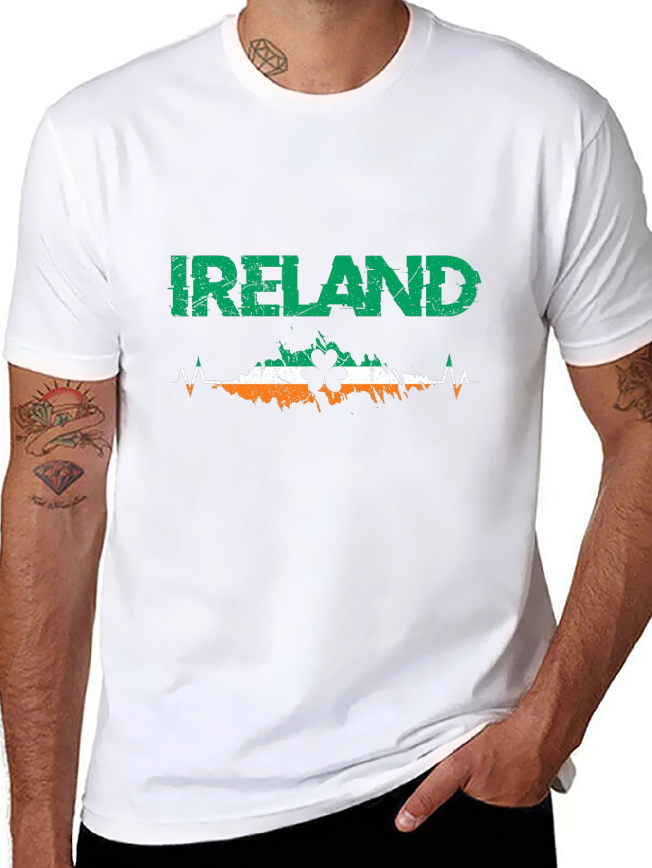 Ireland Heartbeat Shamrock Black T-Shirt