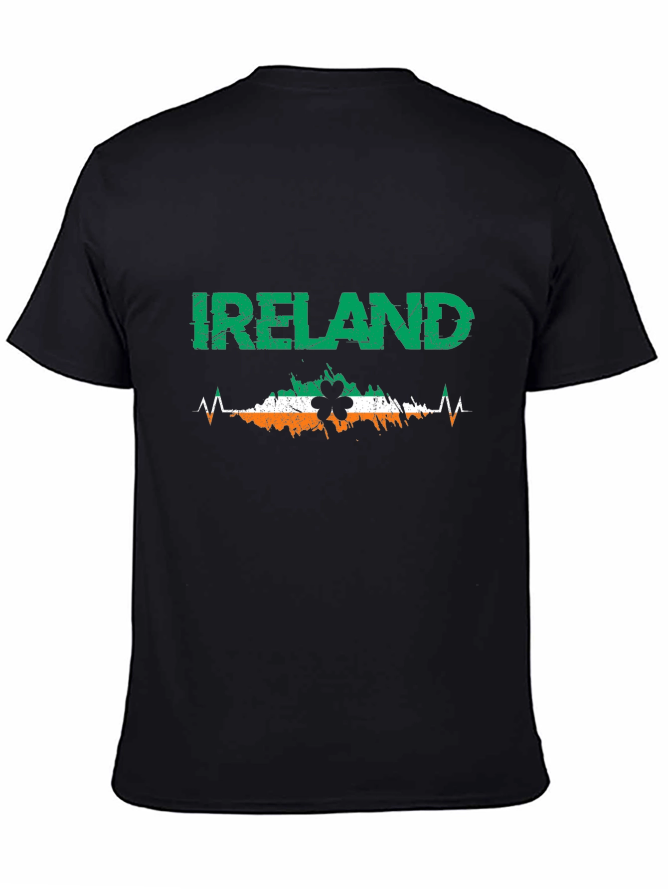 Ireland Heartbeat Shamrock Black T-Shirt