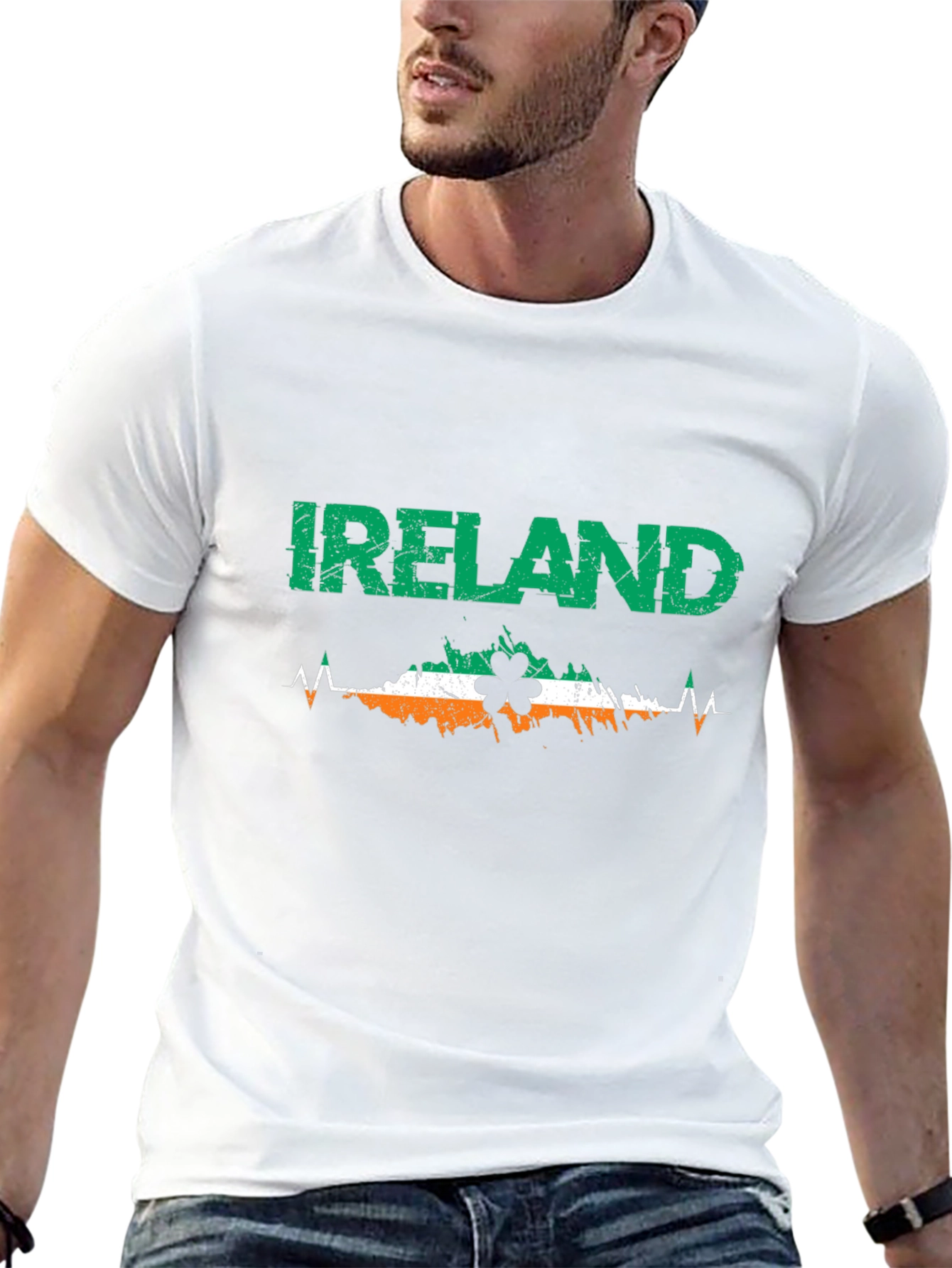 Ireland Heartbeat Shamrock Black T-Shirt