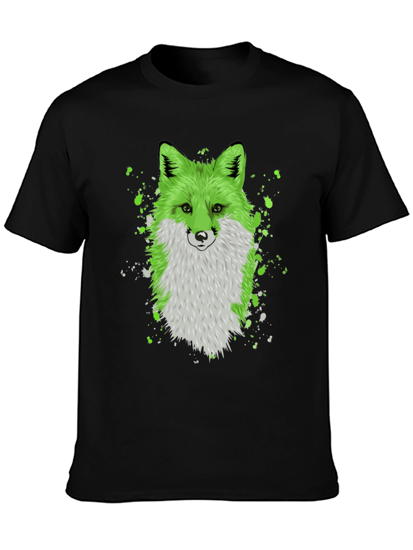 Green Fox Graphic Tee - Trendy Animal Design