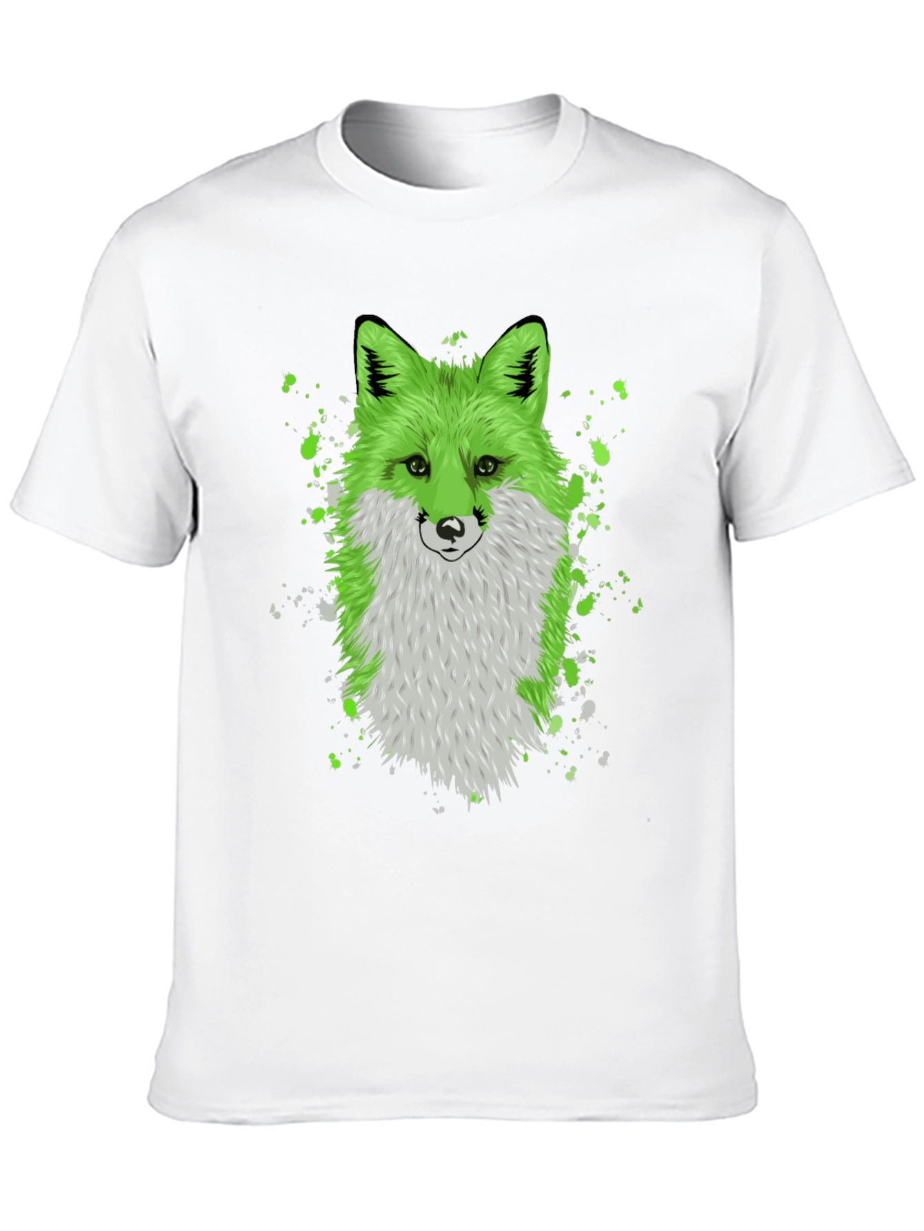 Green Fox Graphic Tee - Trendy Animal Design