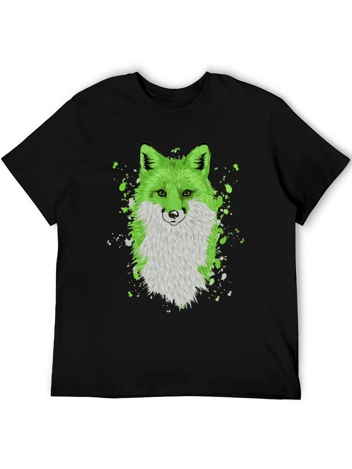 Green Fox Graphic Tee - Trendy Animal Design